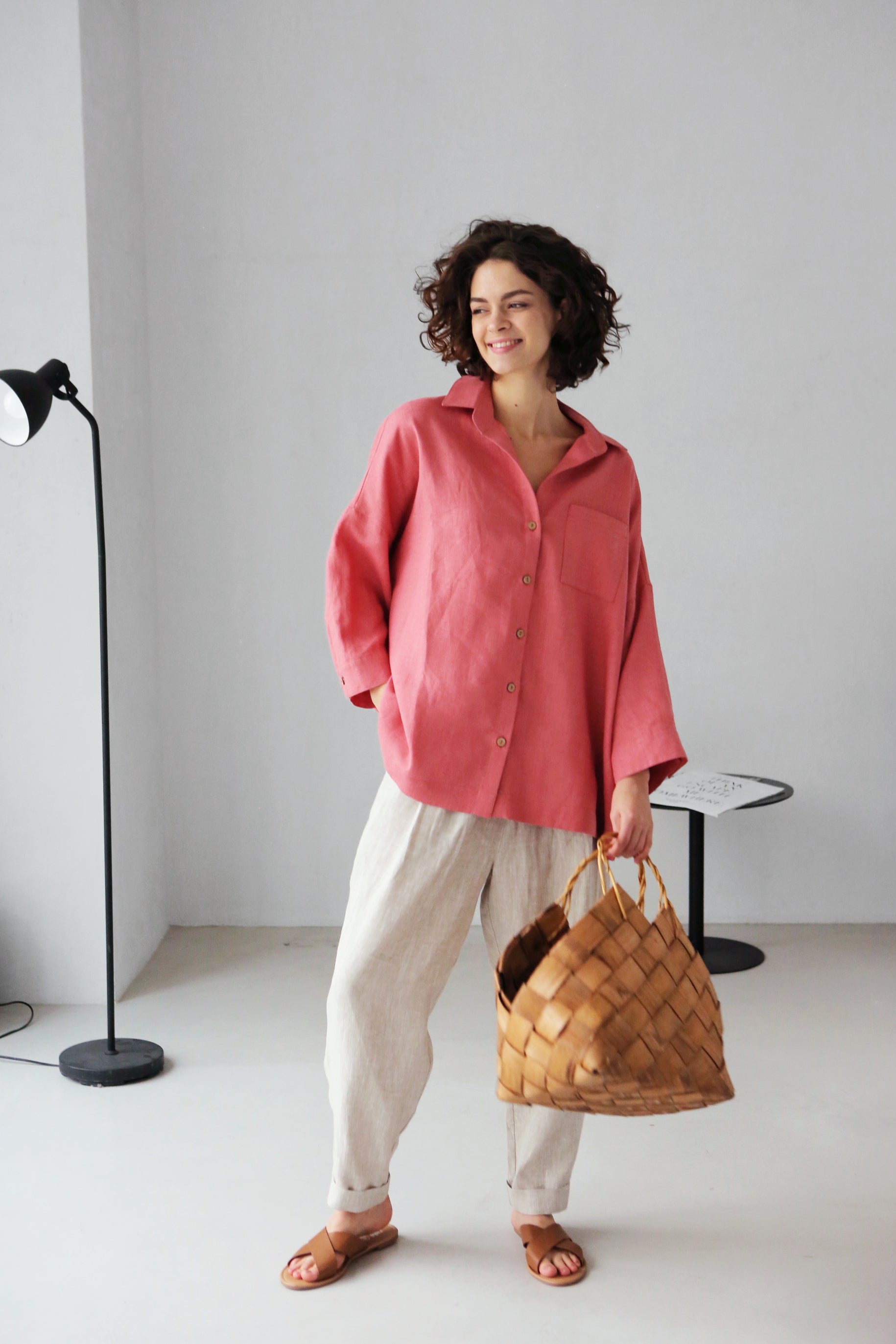 Women’s Linen Shirt FENNEL in Peach