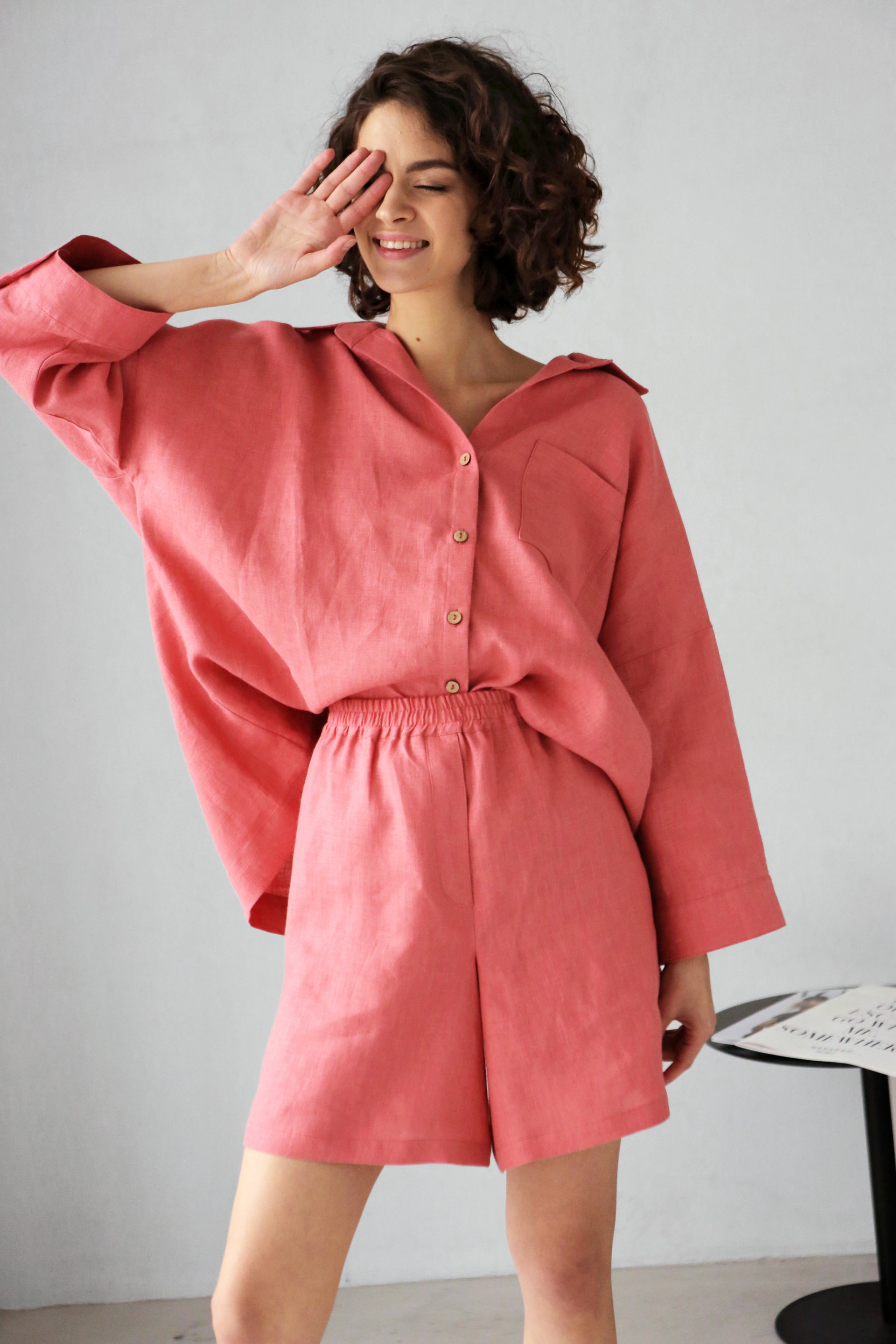 Women’s Linen Shorts VIOLA in Peach