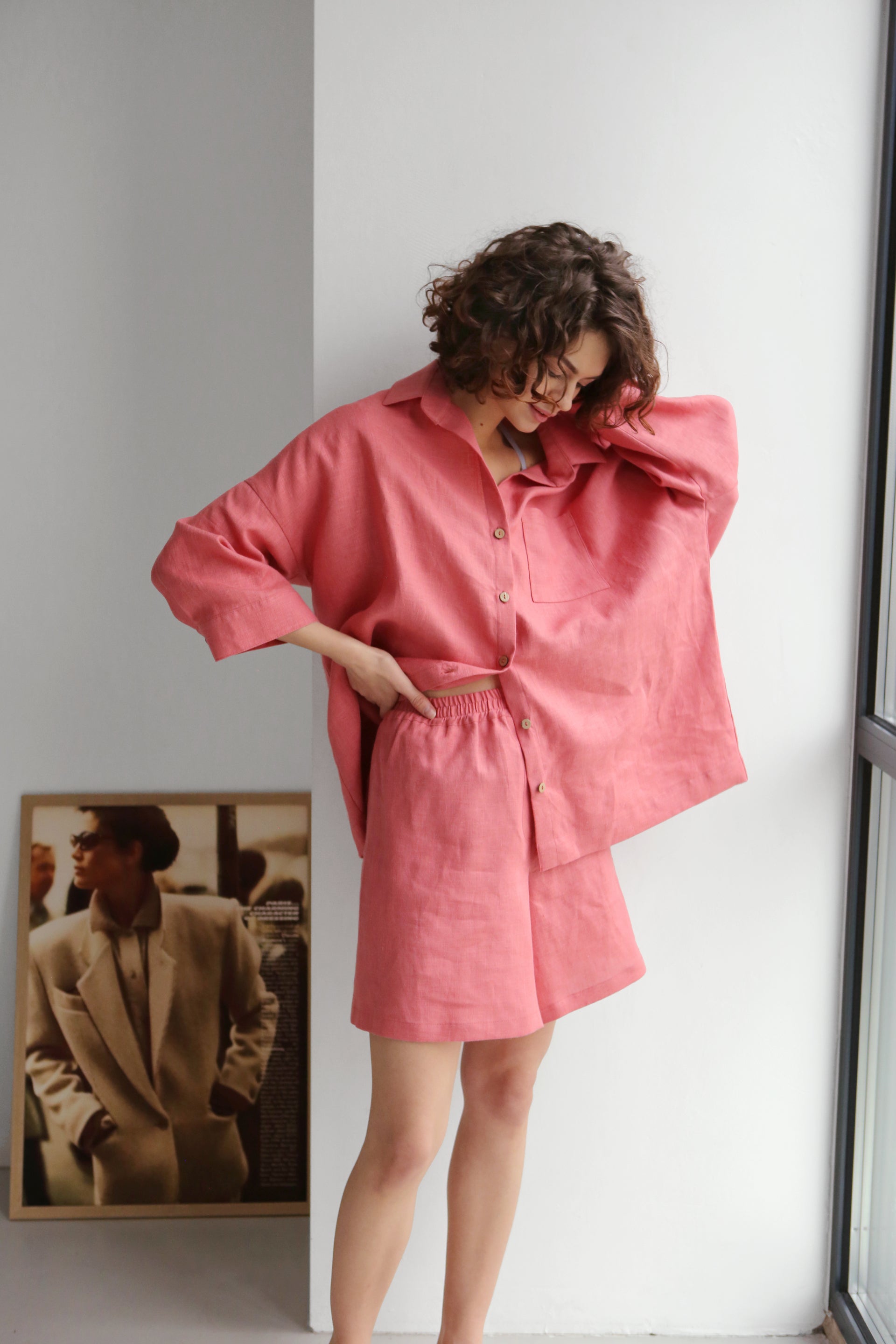 Women’s Linen Shorts VIOLA in Peach