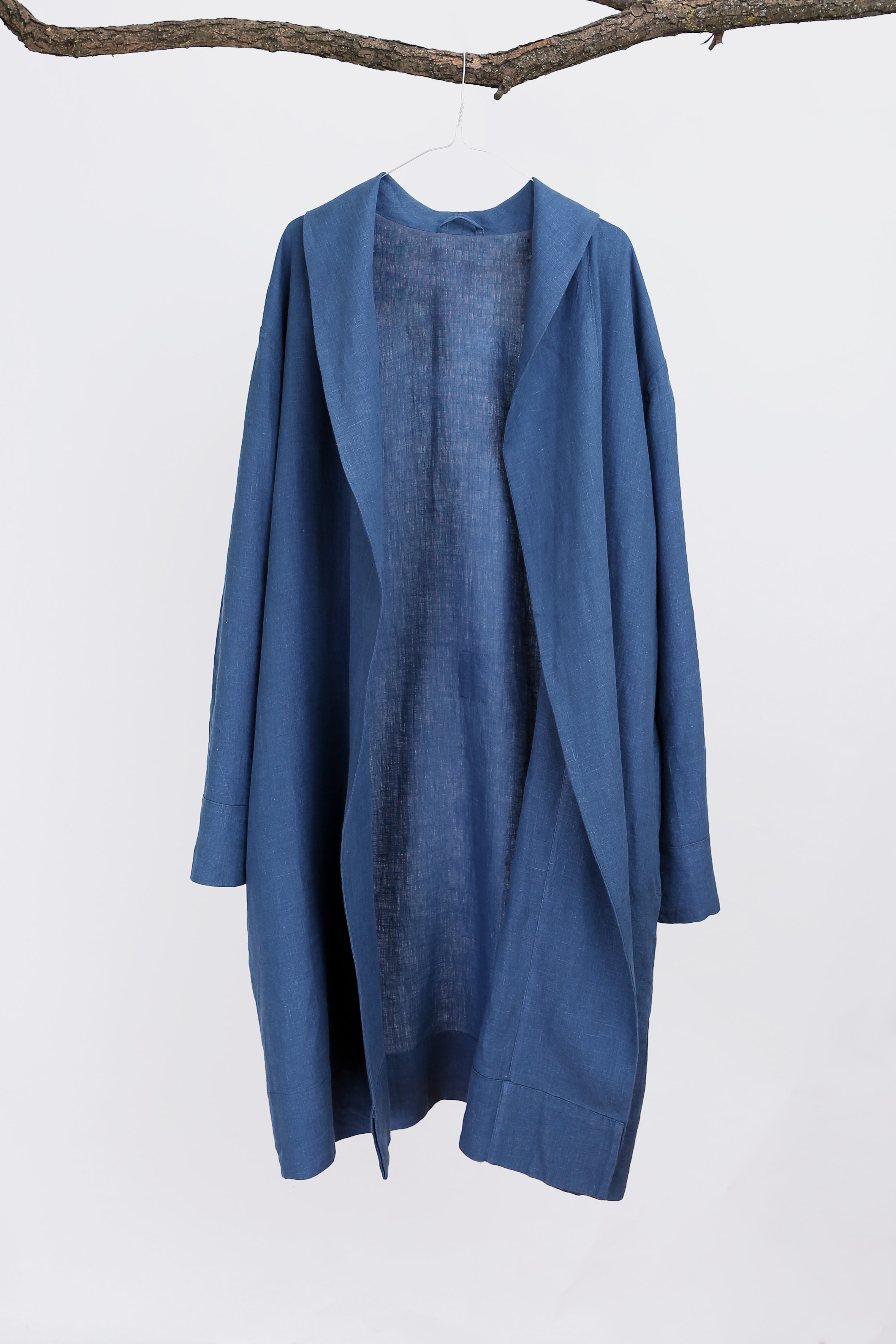 Men’s linen robe JUNIPER in Navy blue