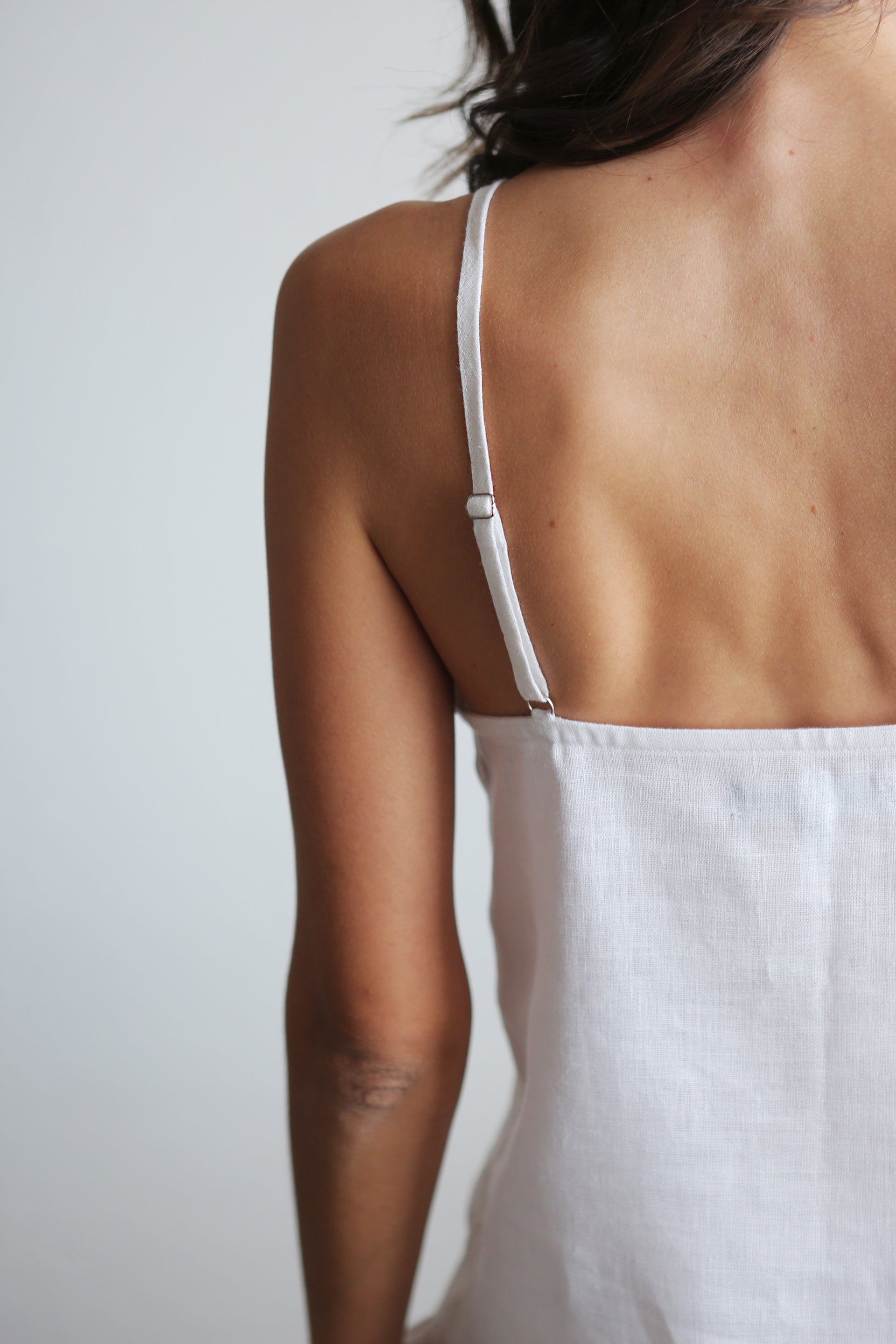 Women’s Strap Linen Top CLARY in White