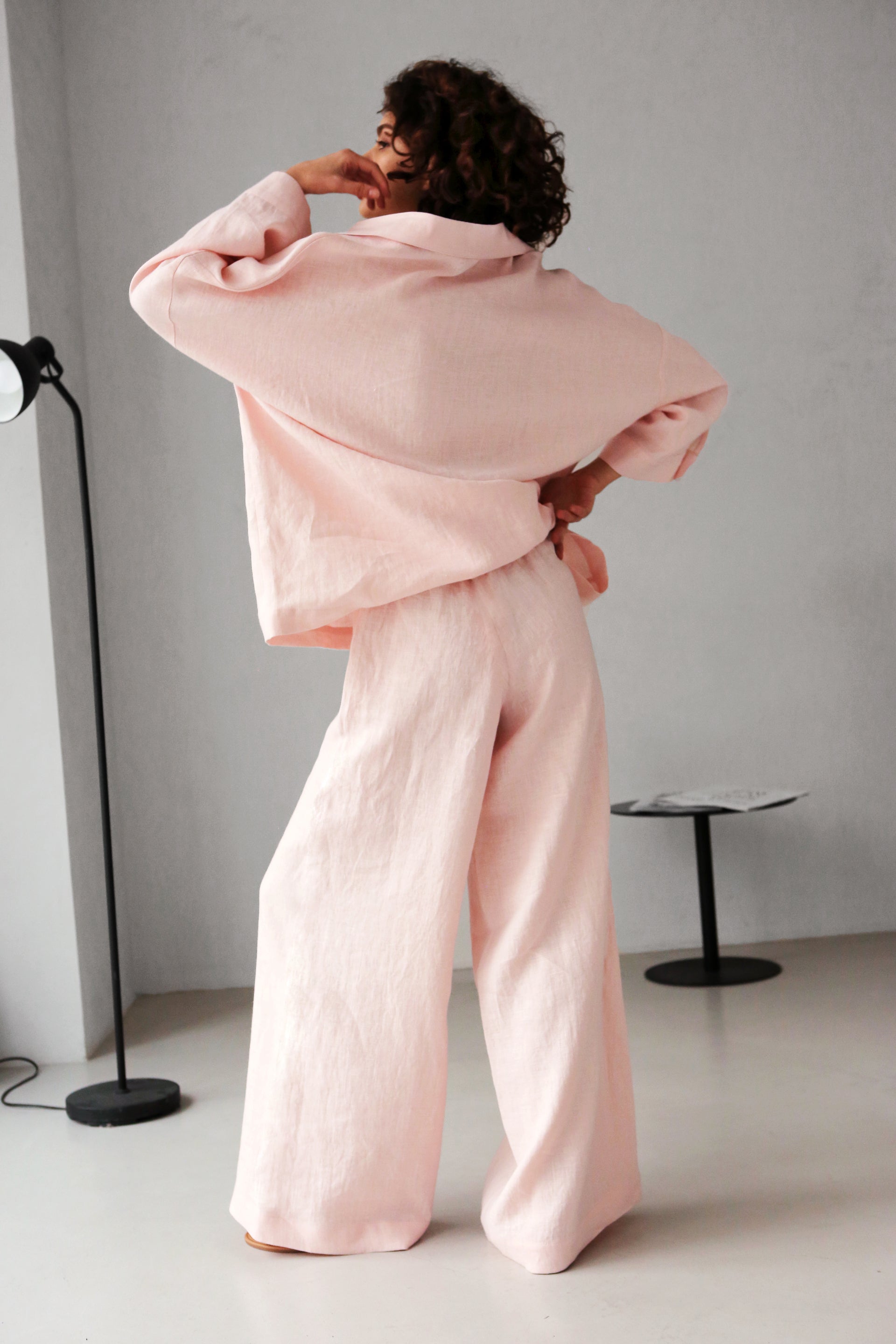 Wide-Leg Linen Pants ACAI in Light pink