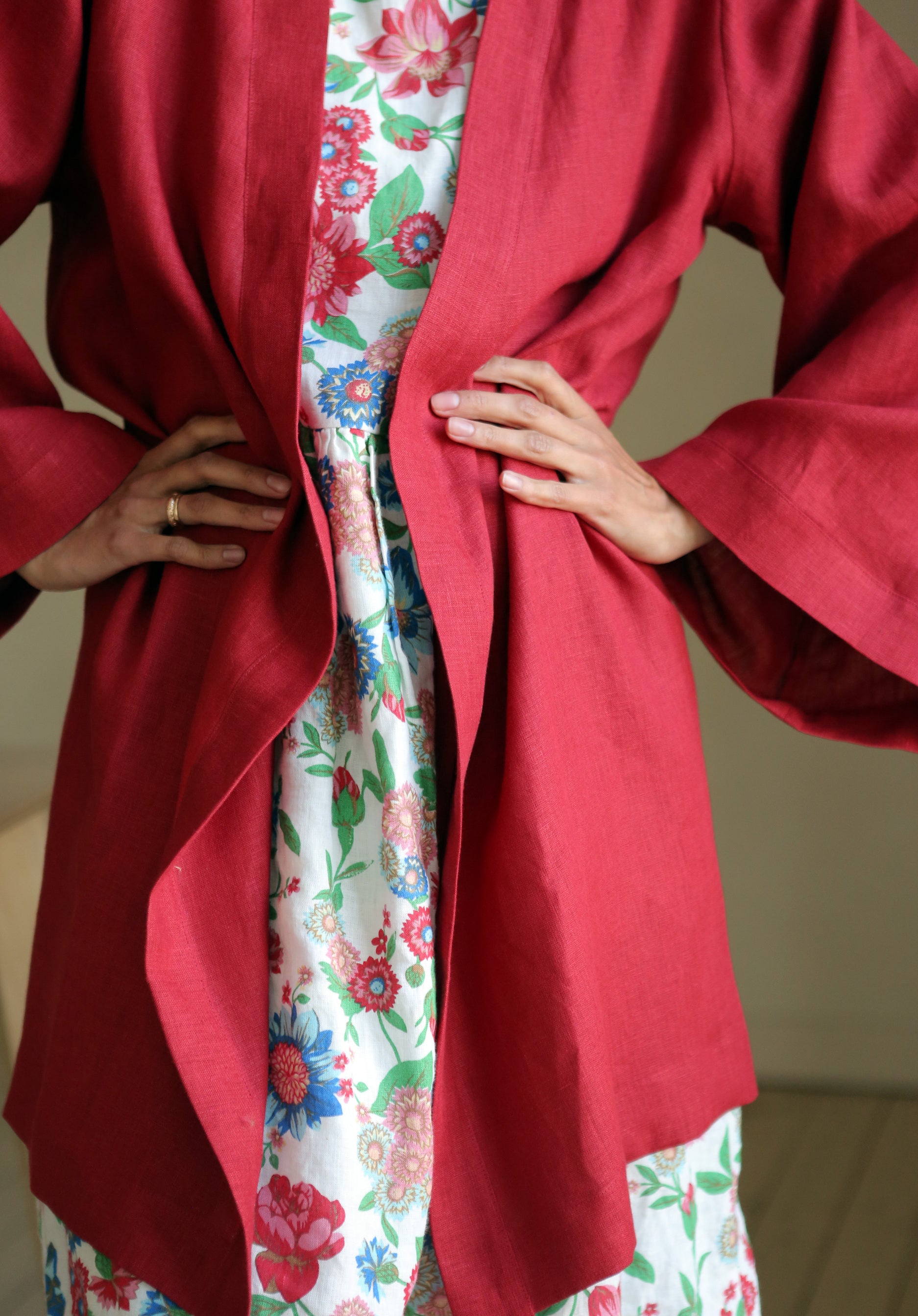 Women’s Linen Kimono KAYA in Red
