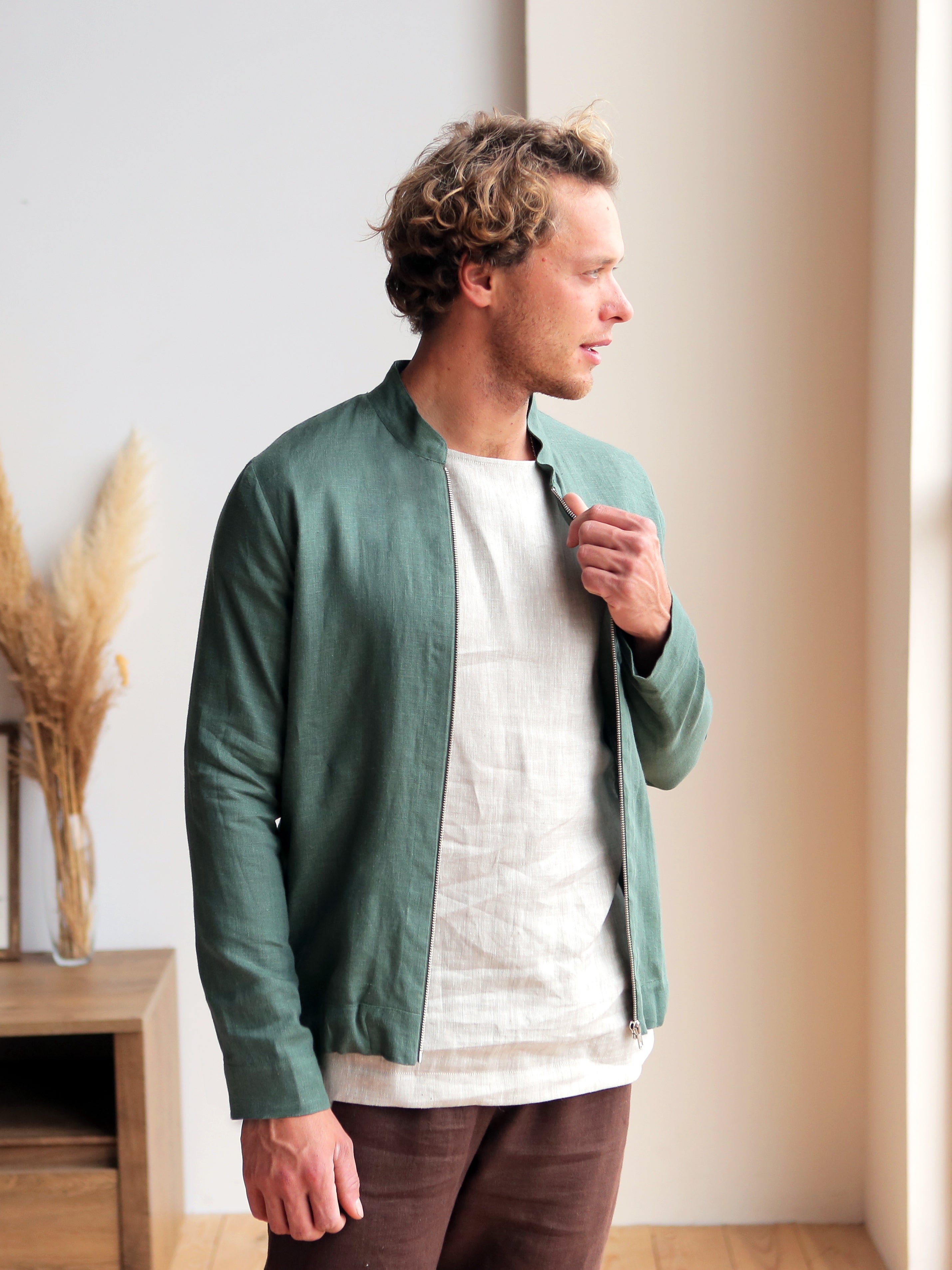 Men’s Linen Bomber MULBERRY in Green