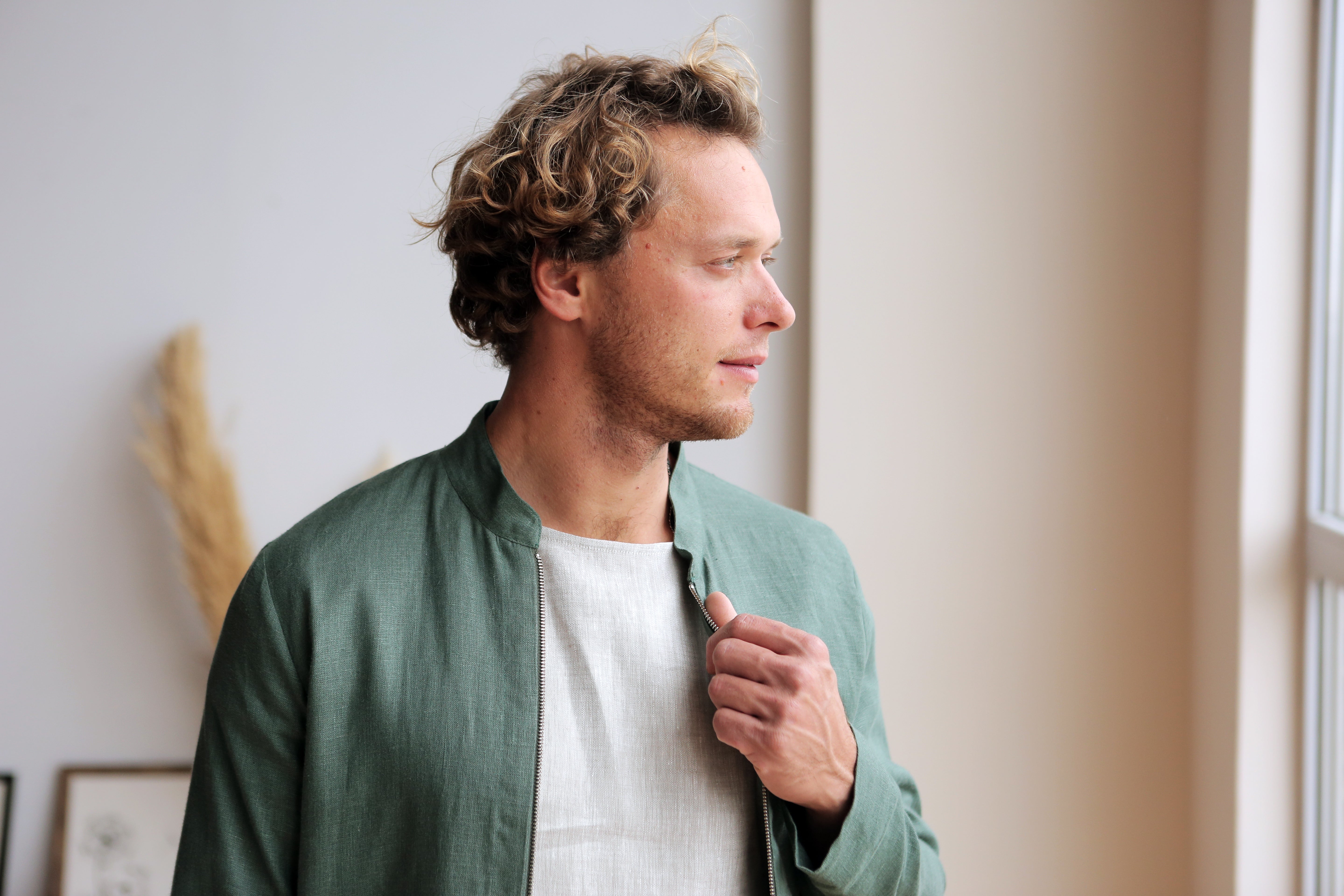 Men’s Linen Bomber MULBERRY in Green