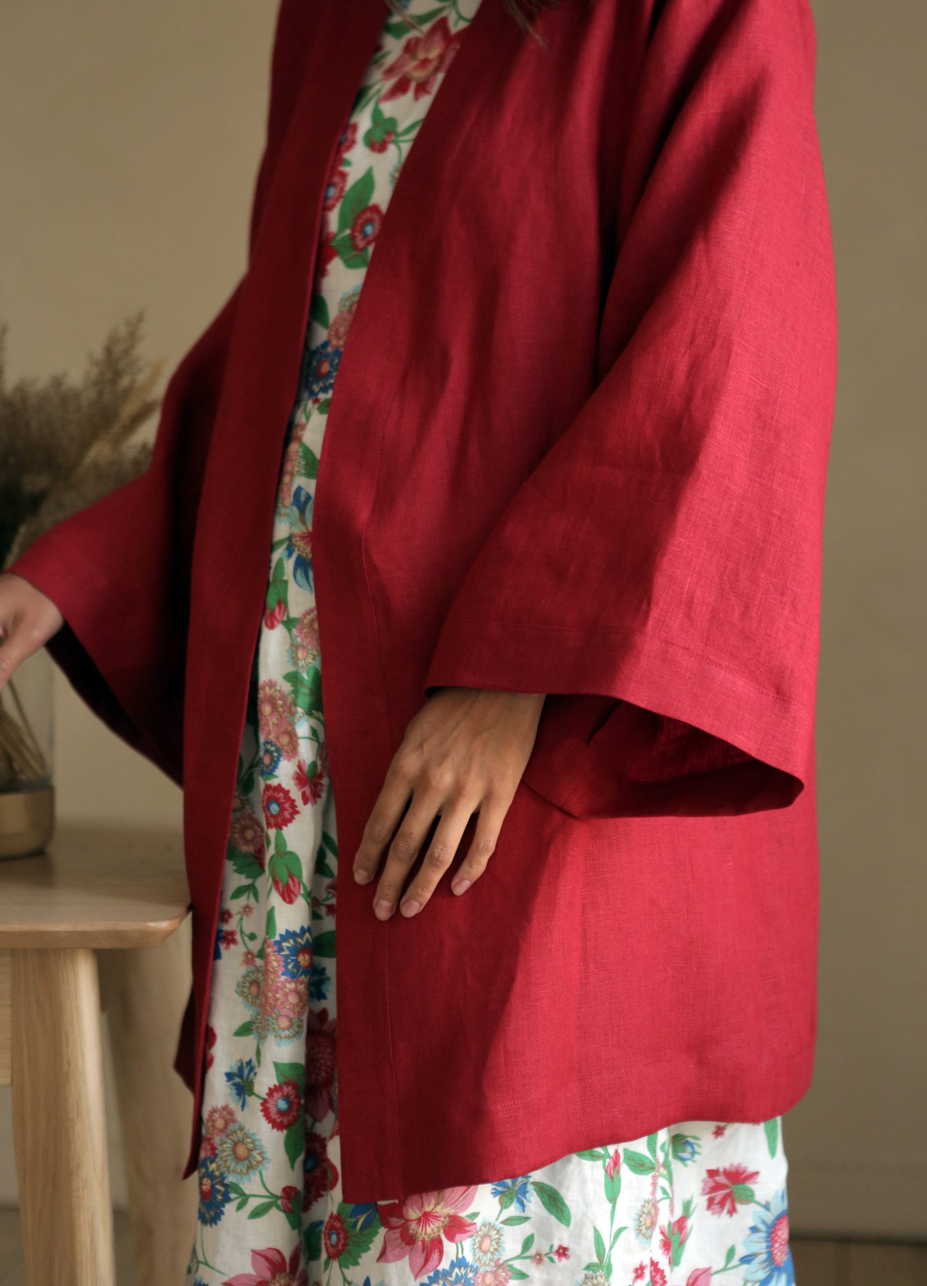 Women’s Linen Kimono KAYA in Red