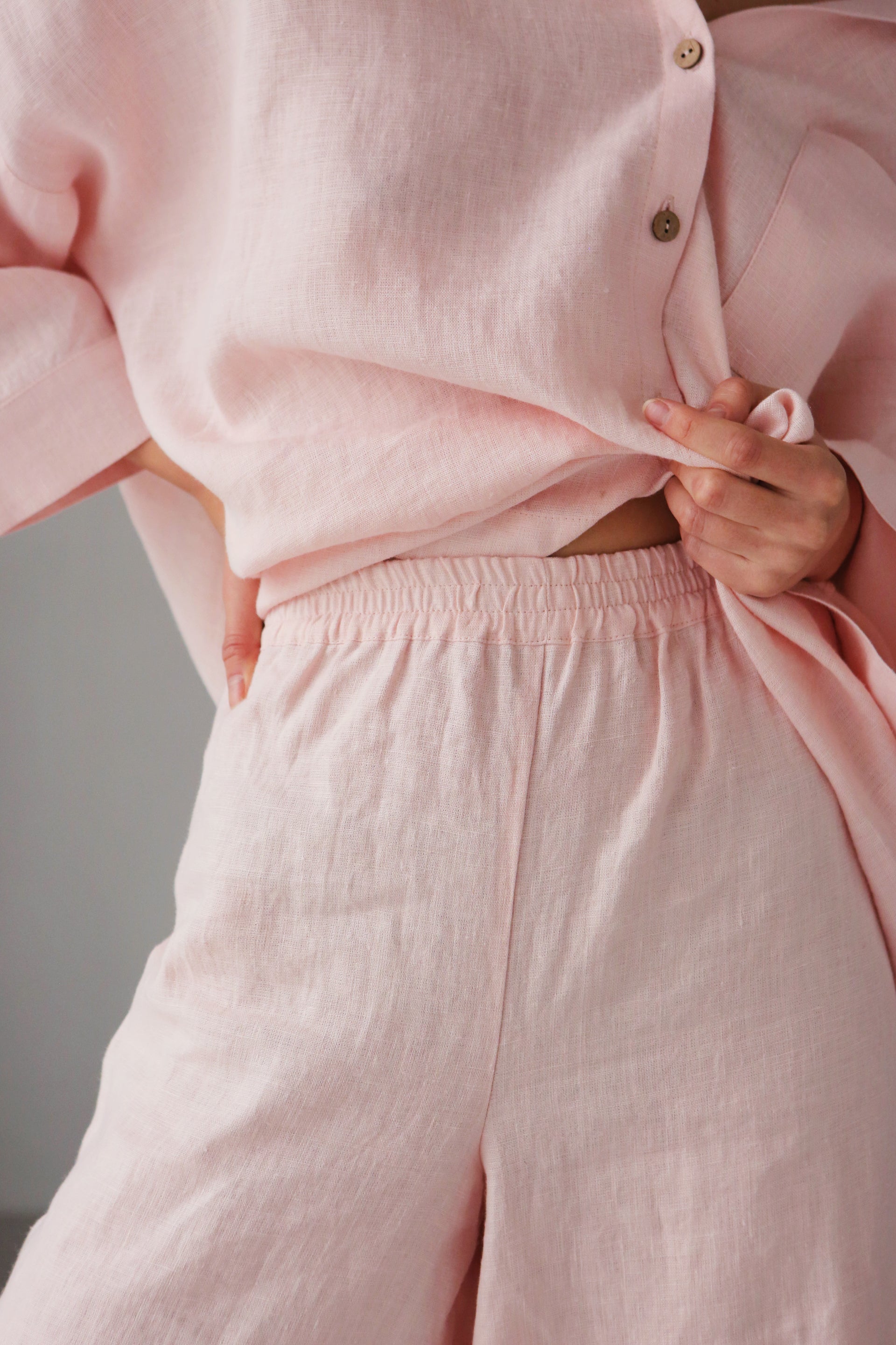 Wide-Leg Linen Pants ACAI in Light pink