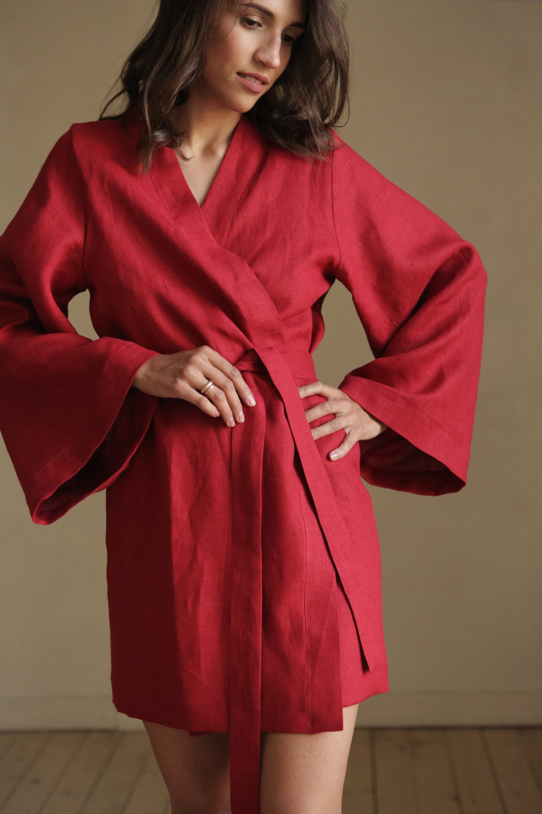 Women’s Linen Kimono KAYA in Red