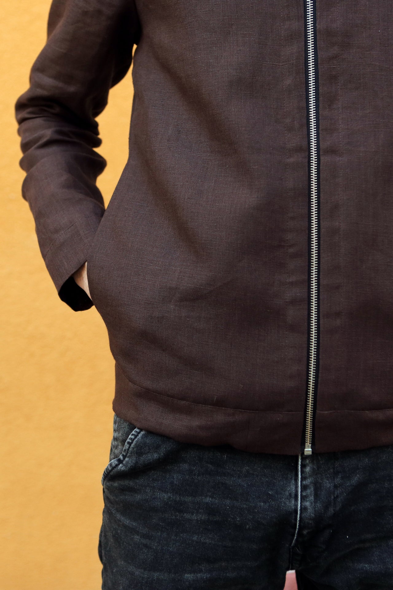 Men’s Linen Bomber MULBERRY in Brown