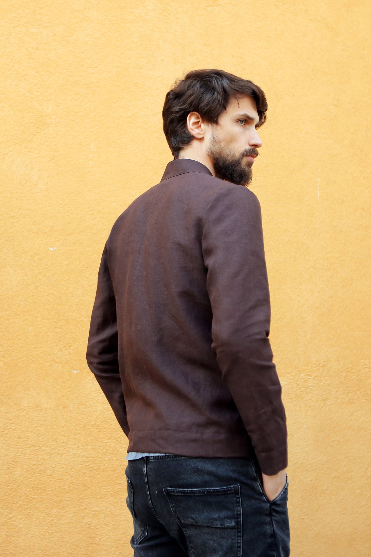 Men’s Linen Bomber MULBERRY in Brown
