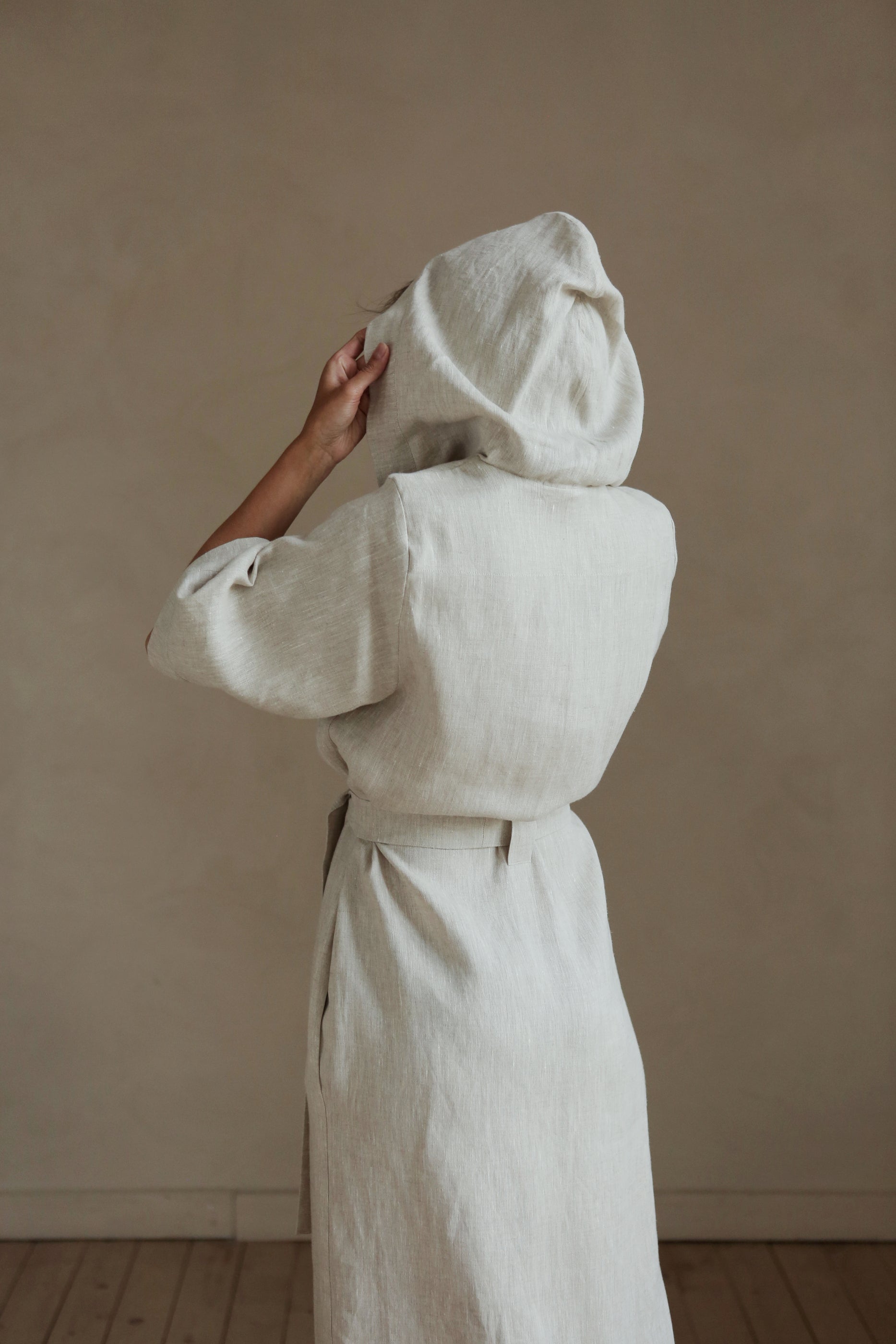 Women’s Long Linen Kimono MIMOSA in Beige