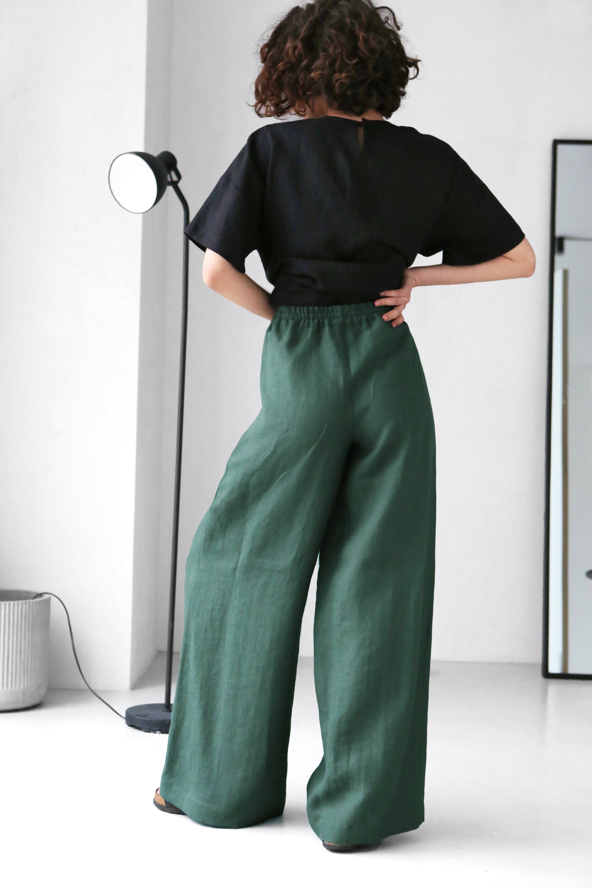 Wide-Leg Linen Pants ACAI in Green