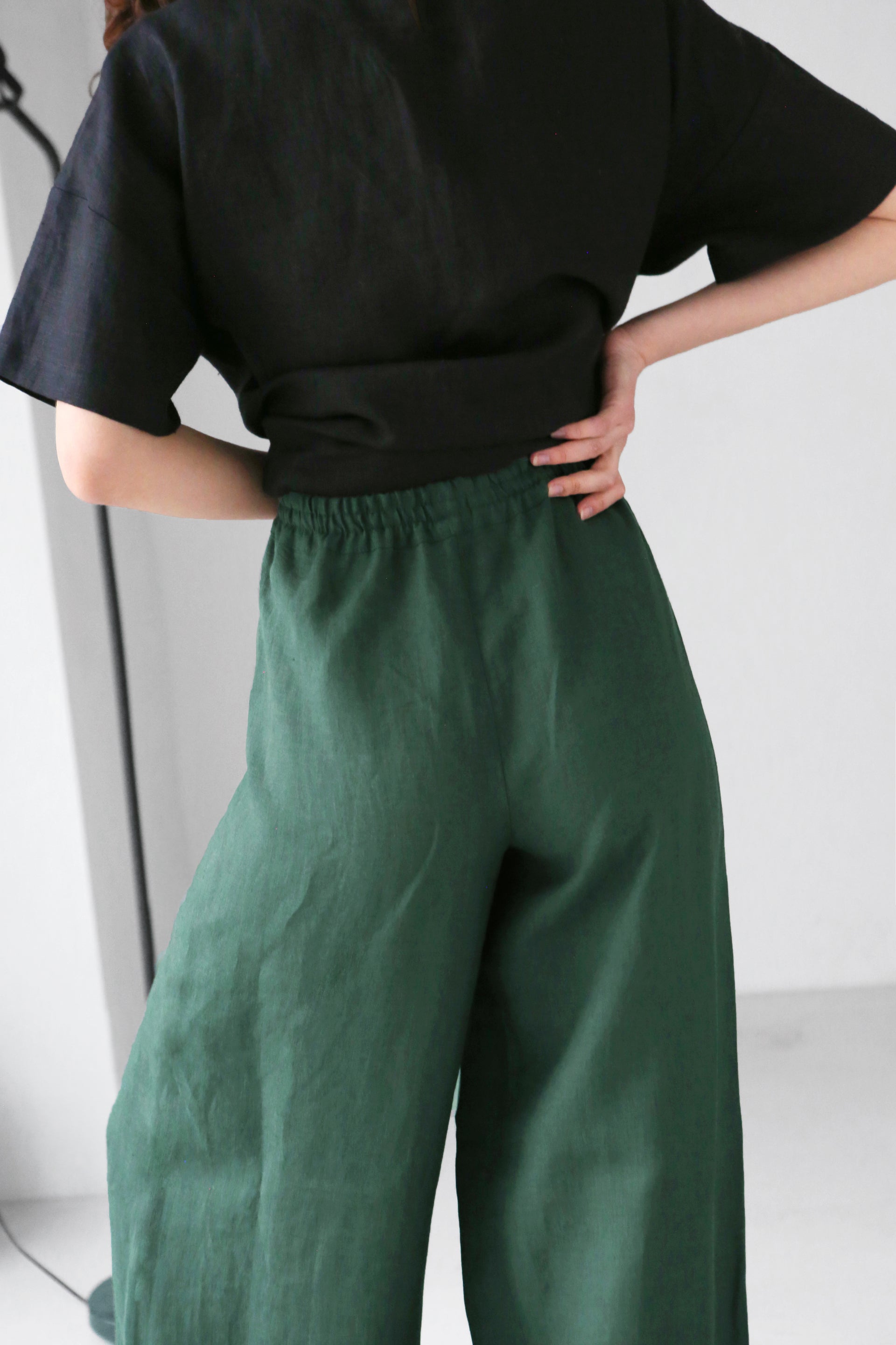 Wide-Leg Linen Pants ACAI in Green