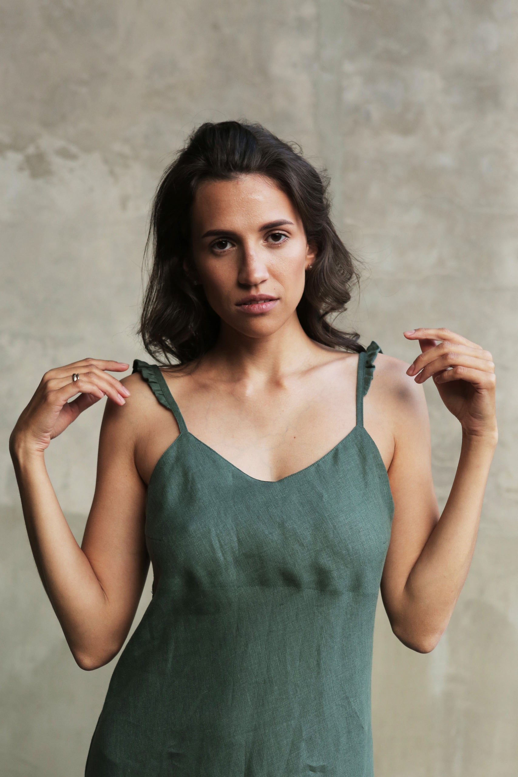 Women’s Maxi Linen Dress IRIS in Green