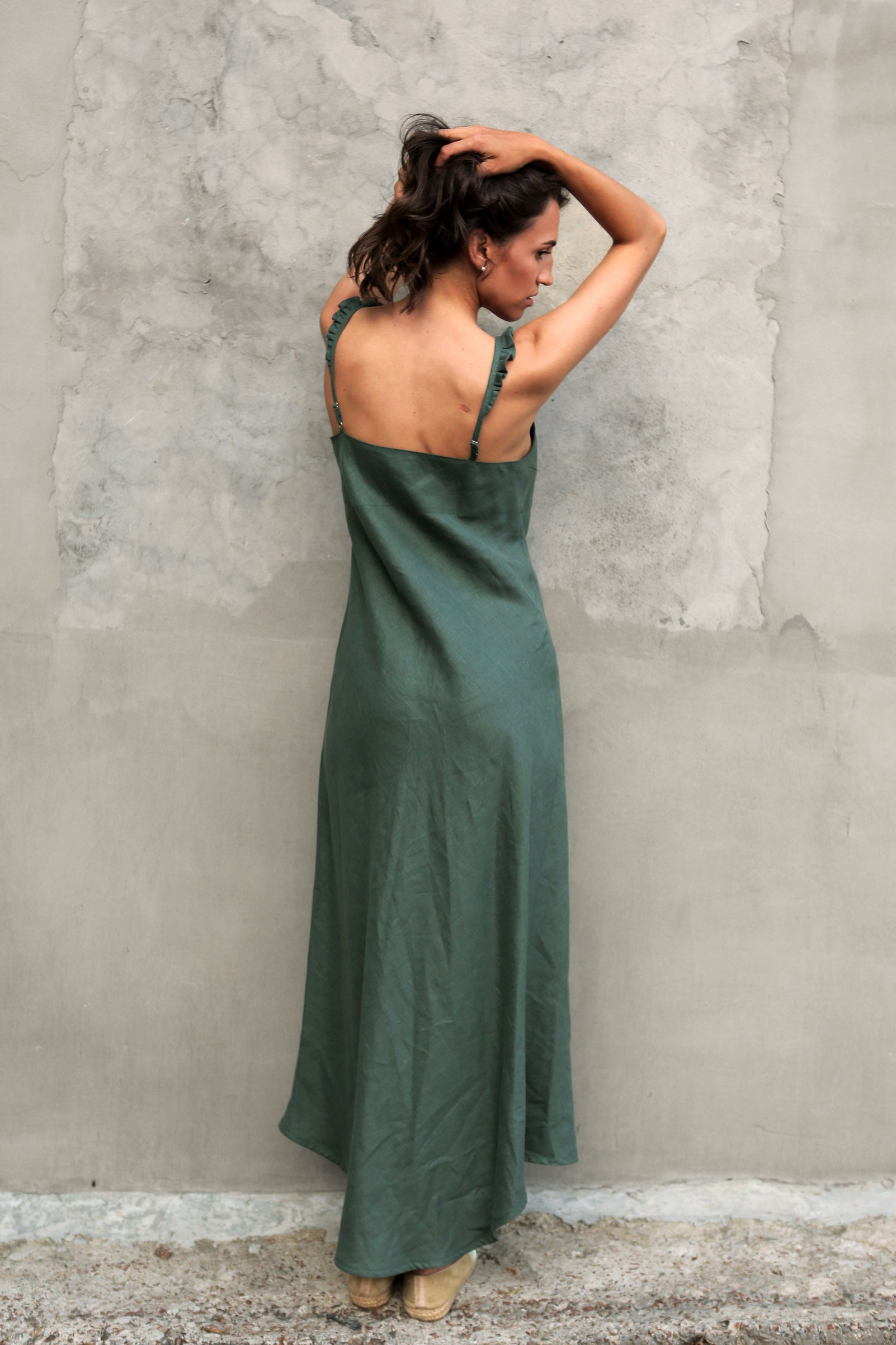 Women’s Maxi Linen Dress IRIS in Green