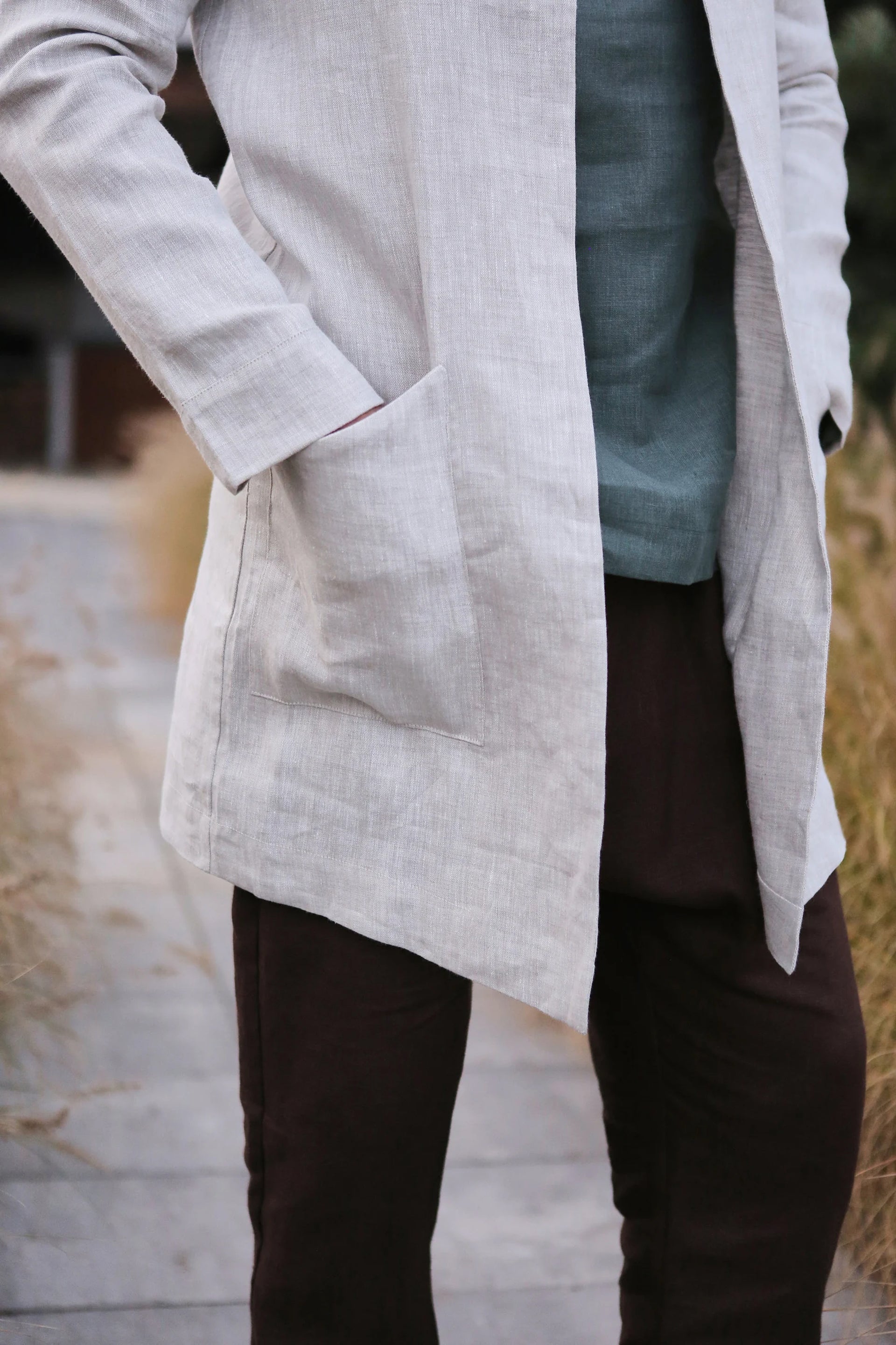 Men’s Linen Trench ALMOND in Beige