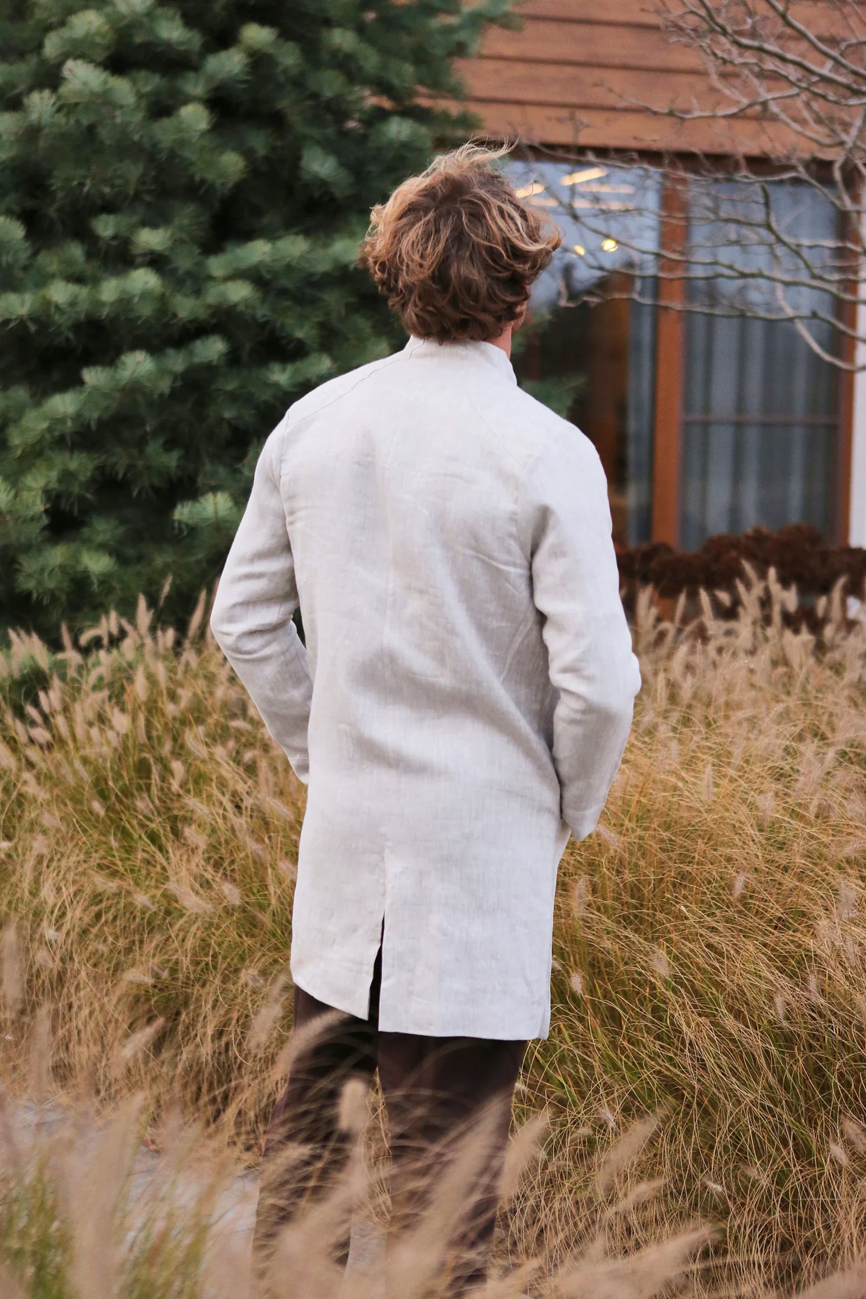 Men’s Linen Trench ALMOND in Beige