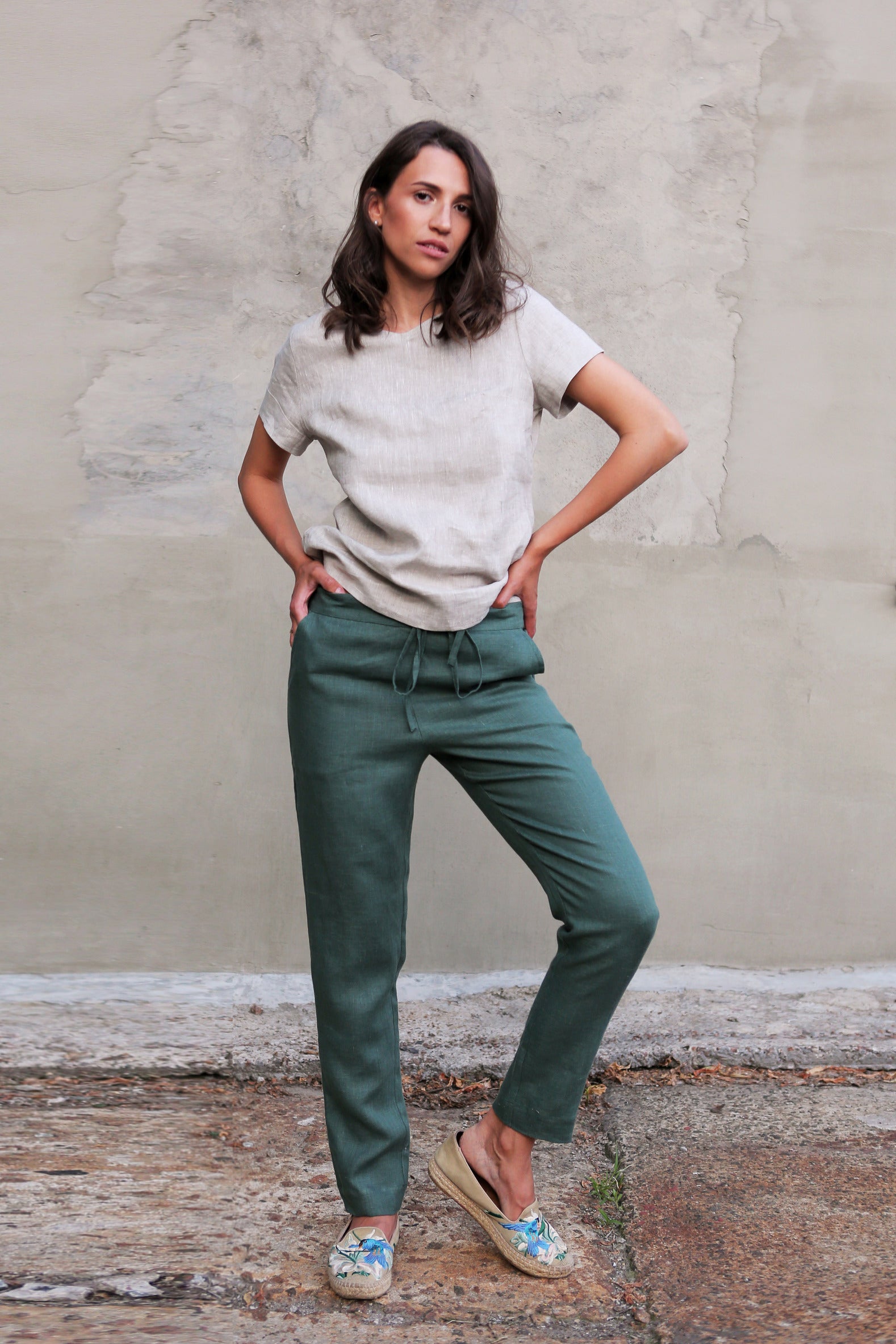 Women’s Linen Pants ANISE in Green