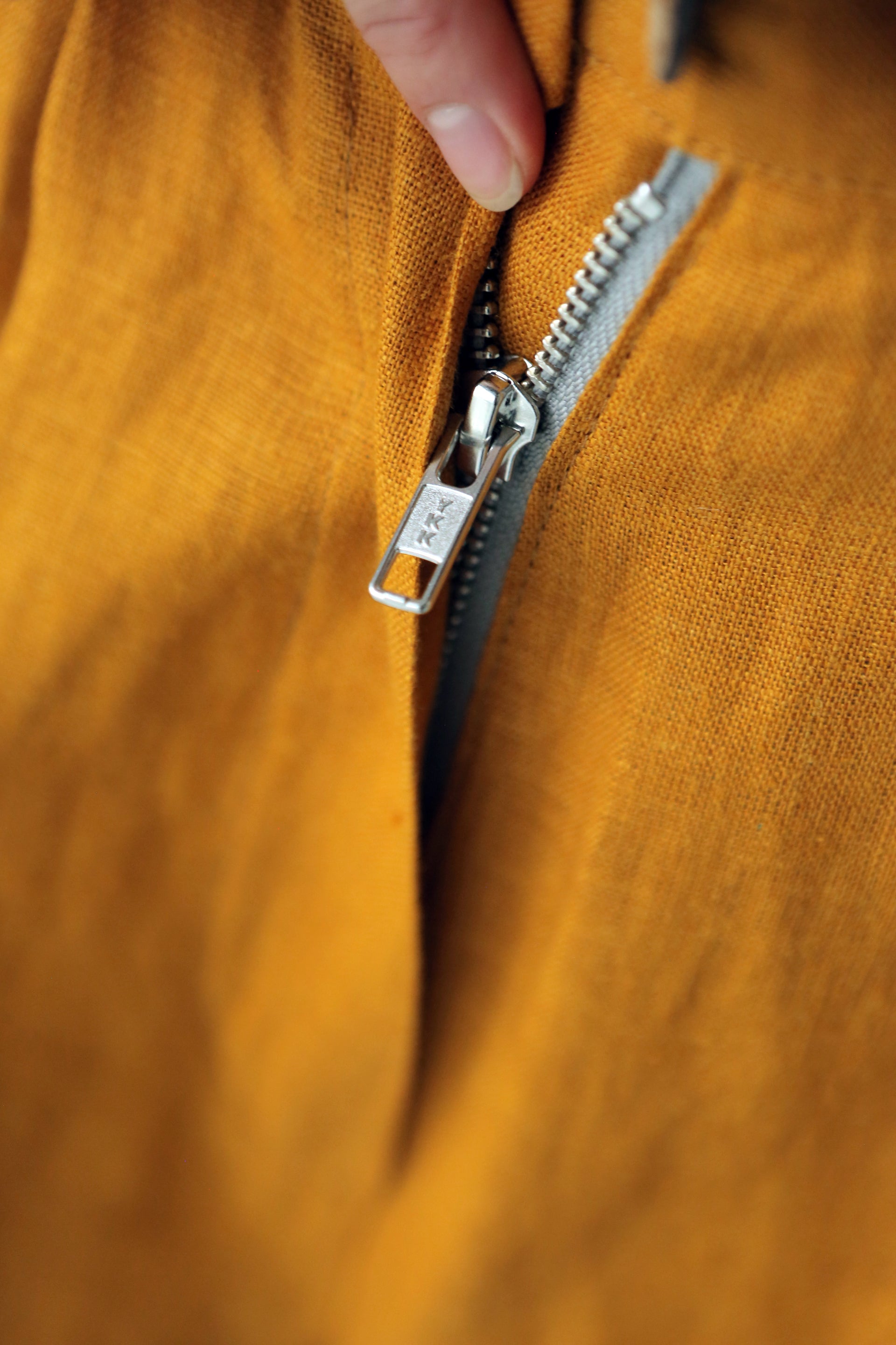 Women’s Linen Pants with Pleats CEDAR in Saffron
