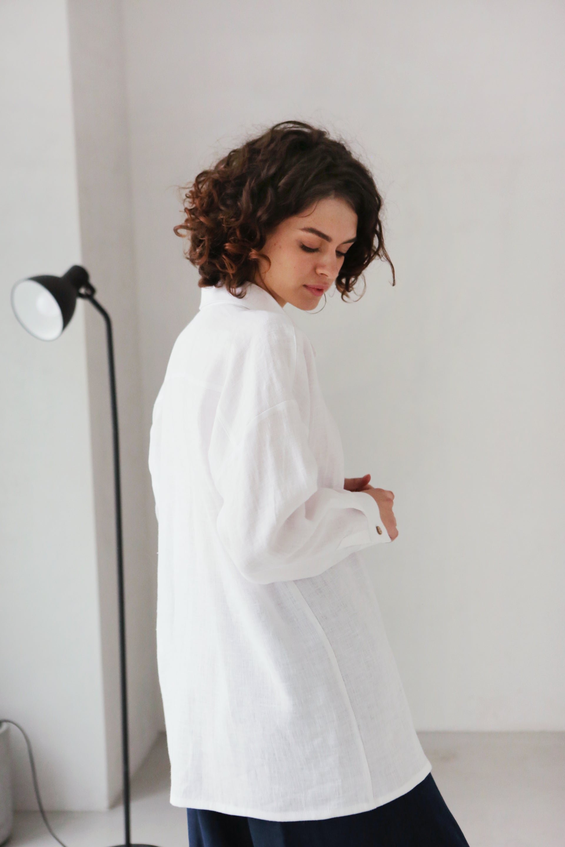 Oversized Linen Shirt AZOLLA in White