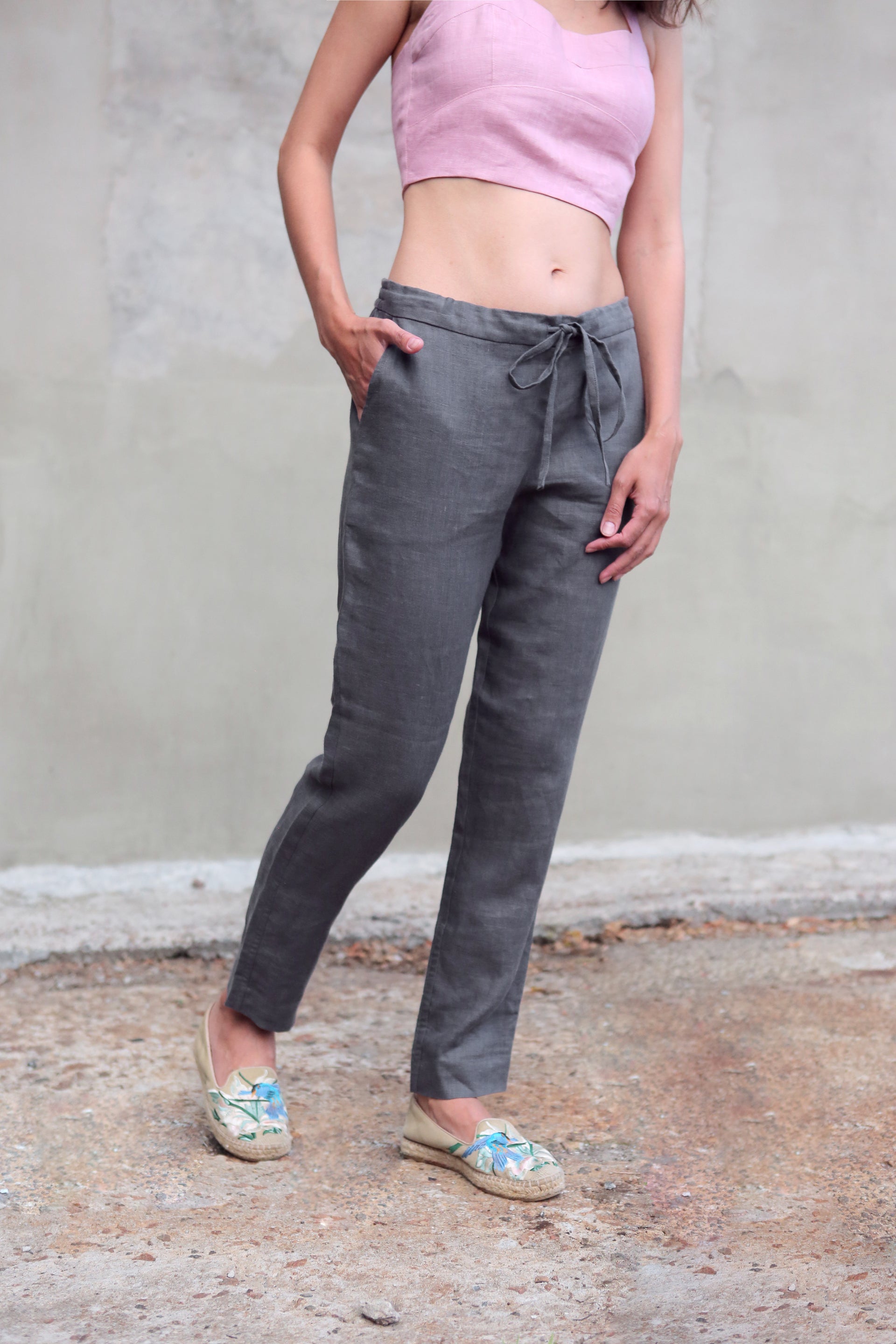 Women’s Linen Pants ANISE in Dark grey