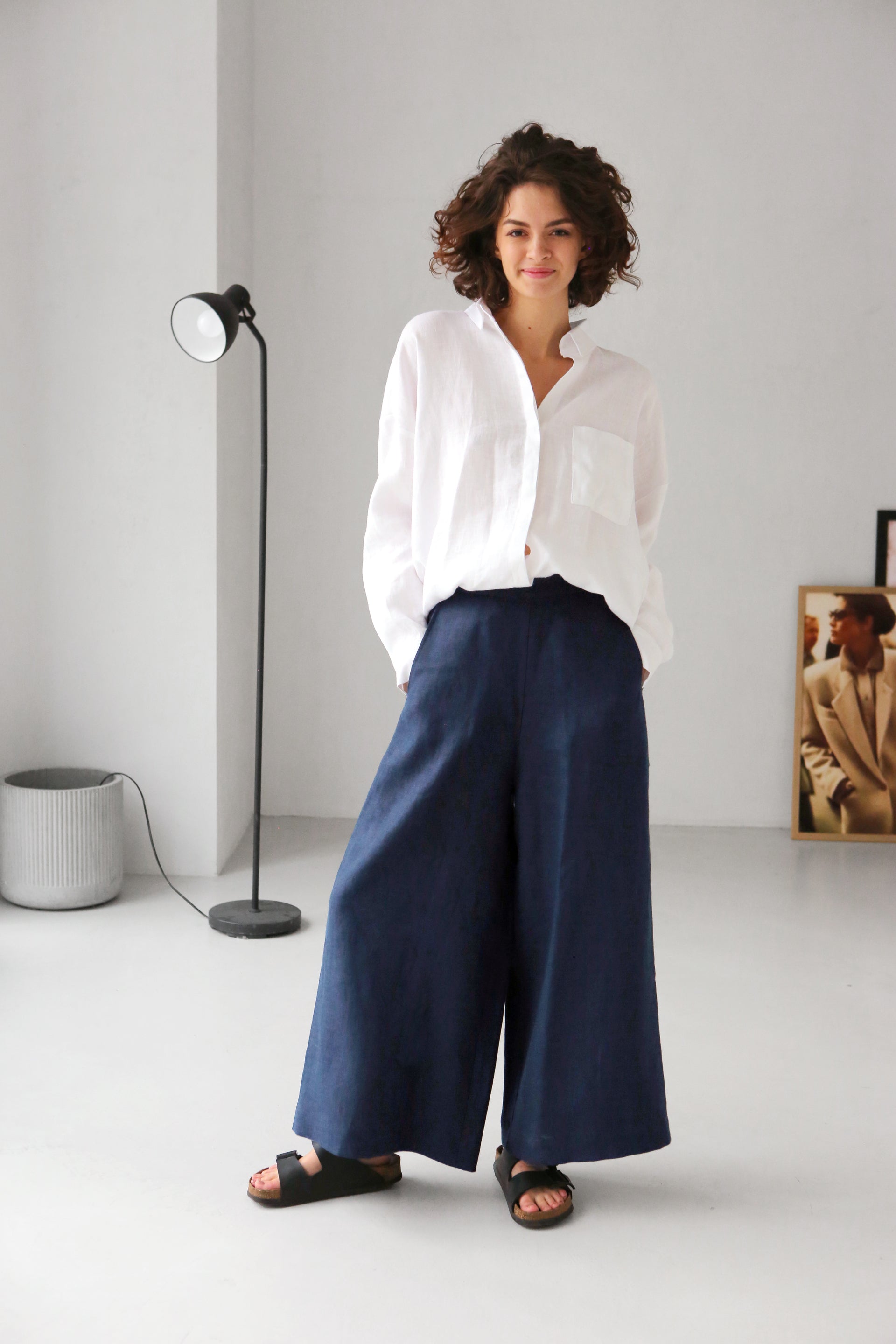 Women’s Linen Сulottes PALMA in Dark blue