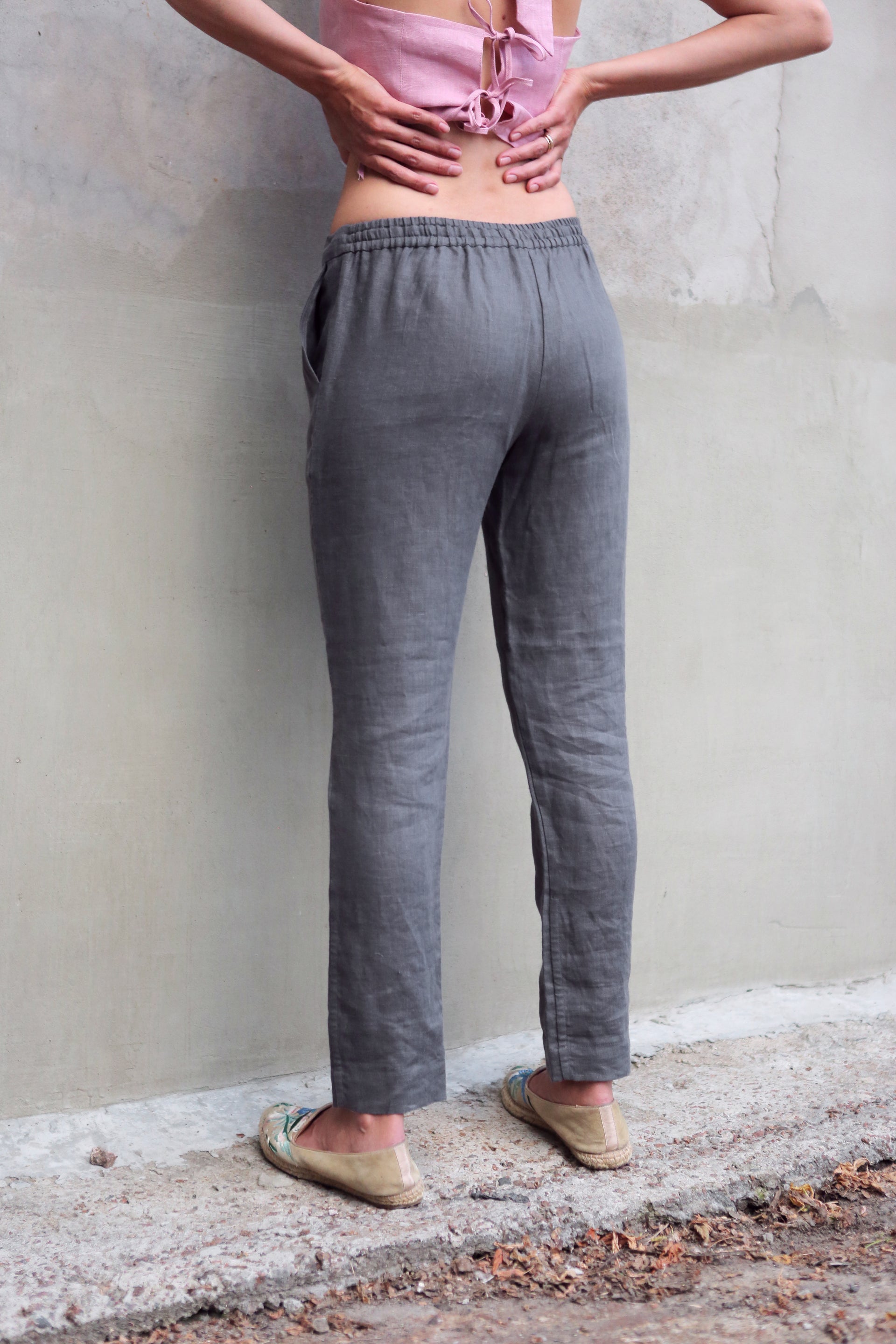Women’s Linen Pants ANISE in Dark grey