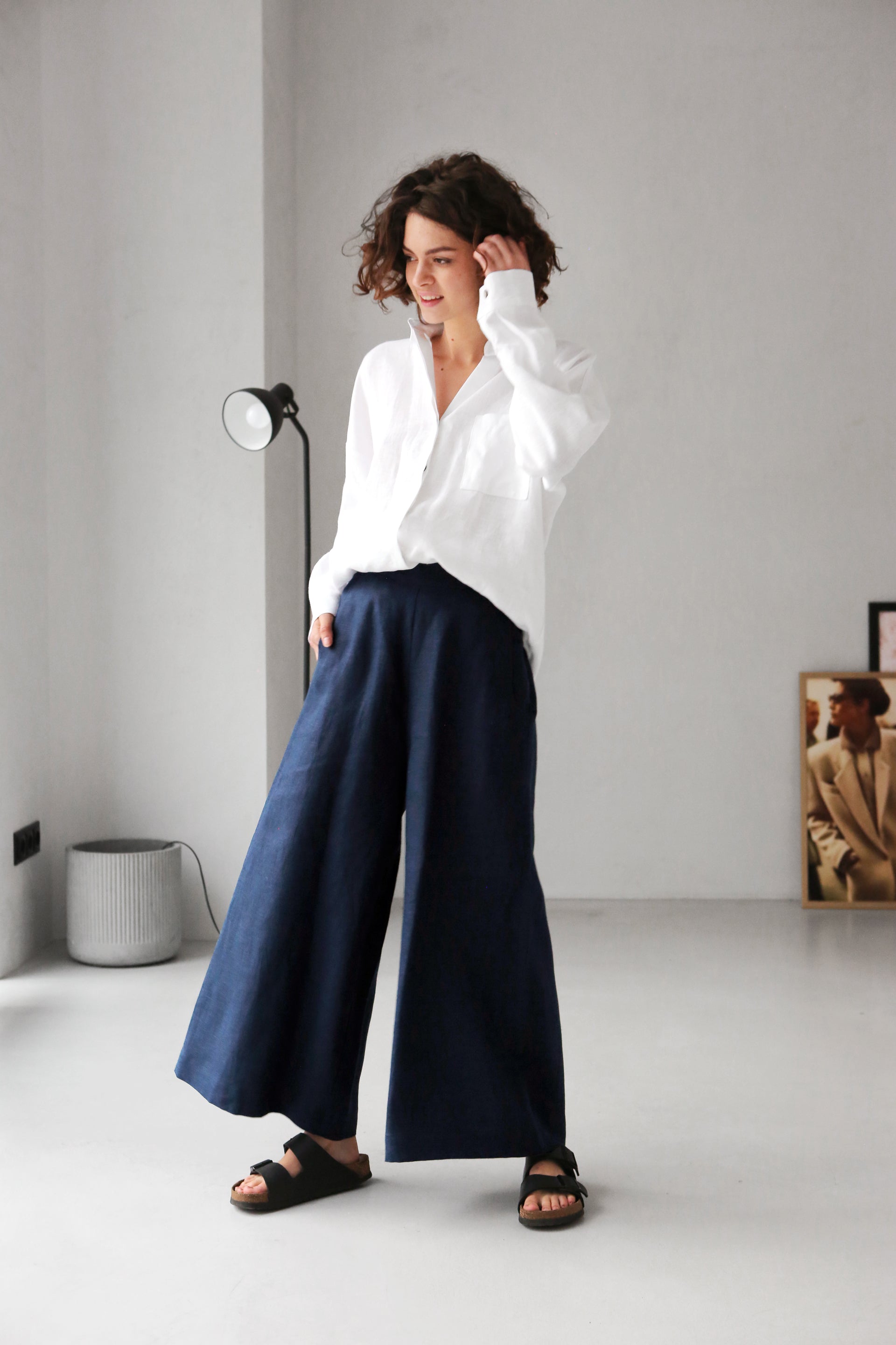 Women’s Linen Сulottes PALMA in Dark blue