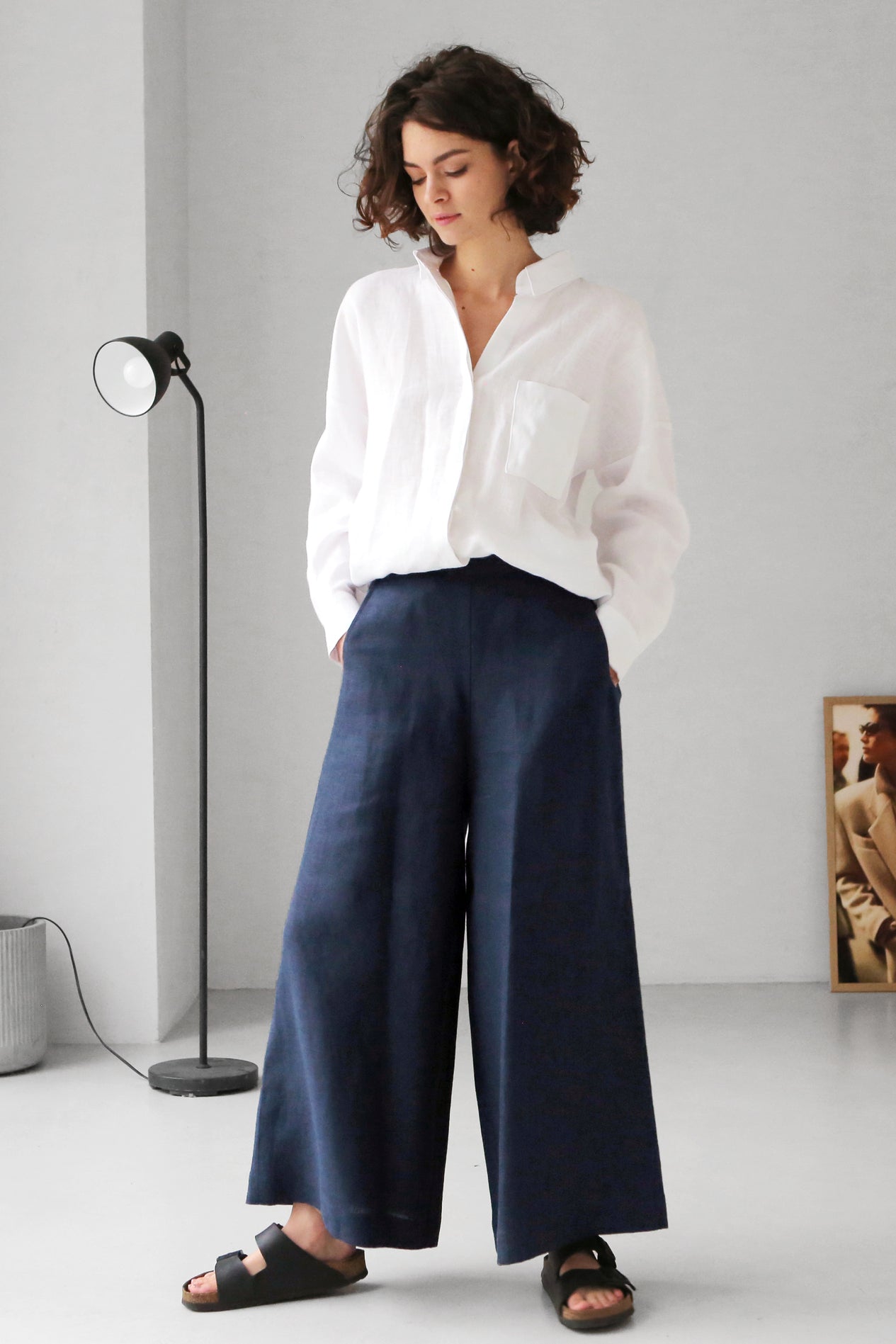 Women’s Linen Сulottes PALMA in Dark blue