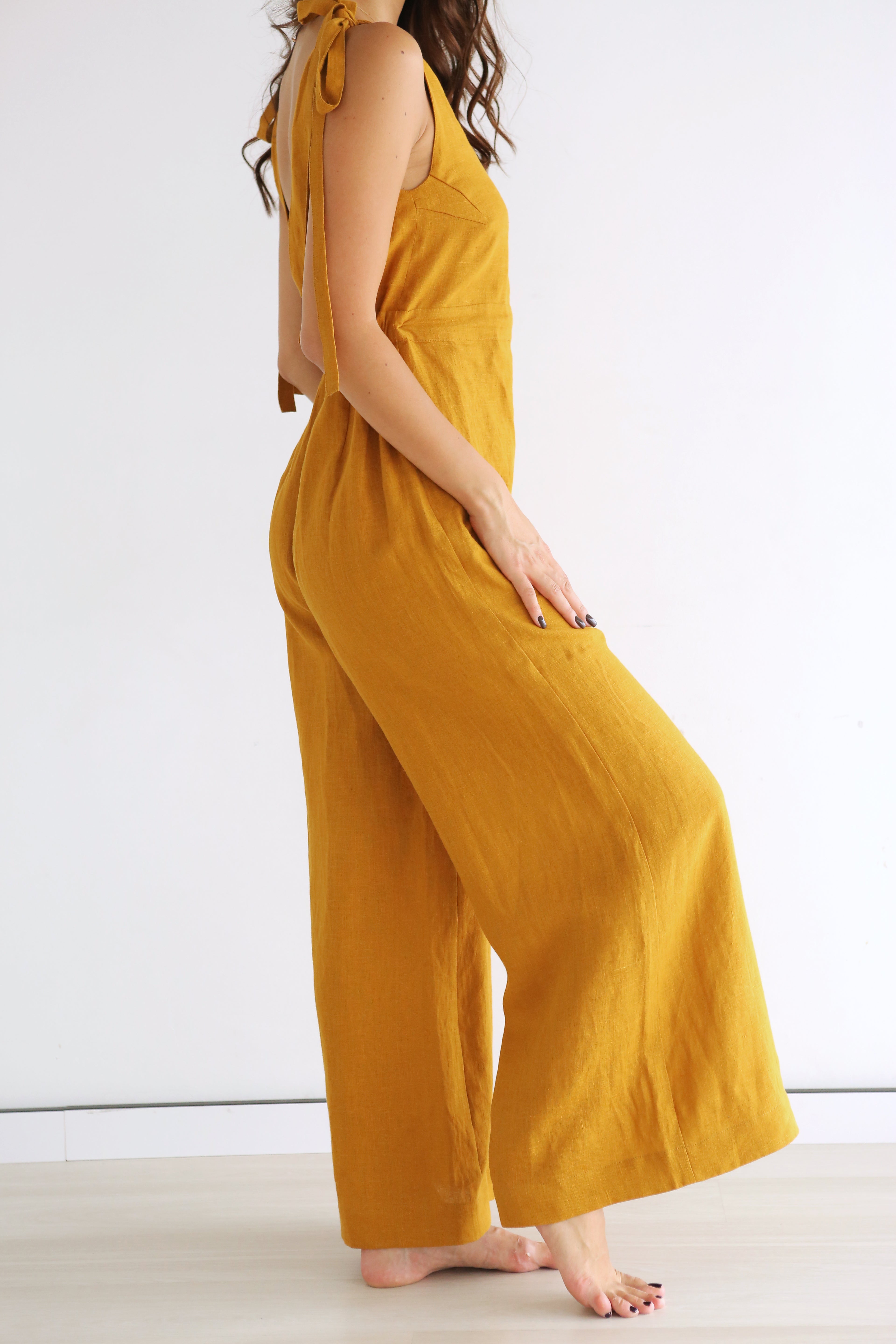Summer Linen Jumpsuit Saffron