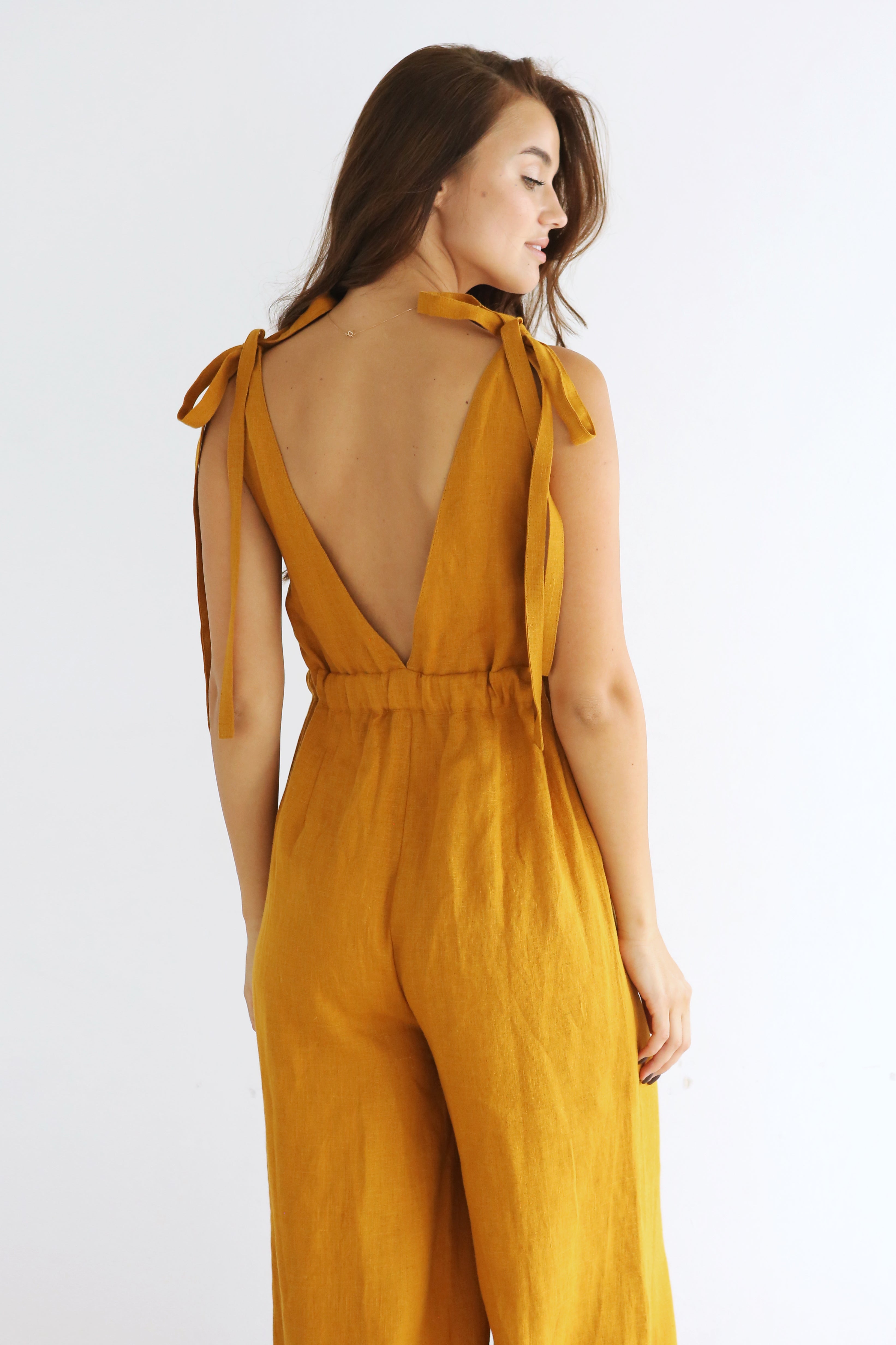 Summer Linen Jumpsuit Saffron