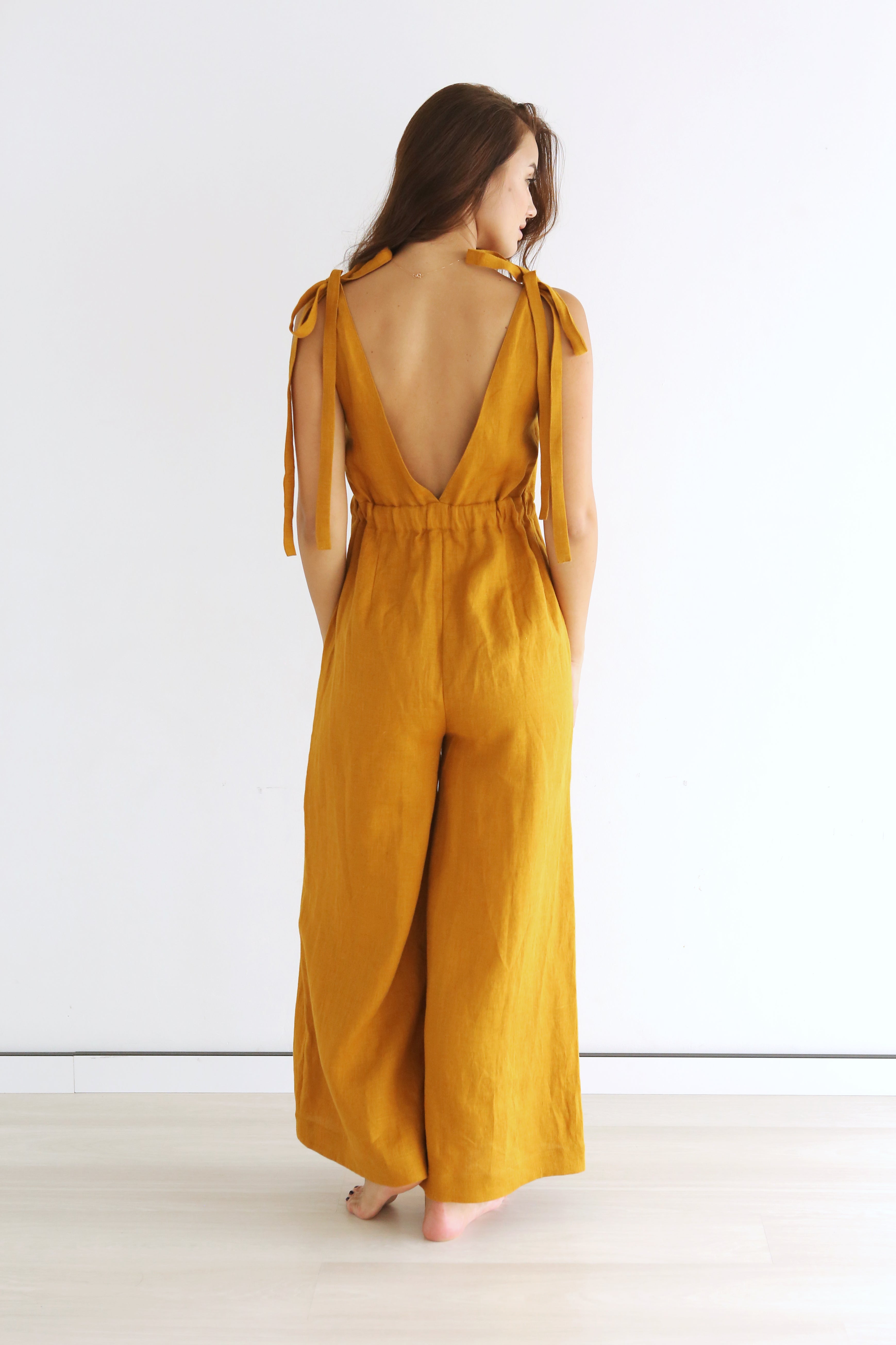 Summer Linen Jumpsuit Saffron