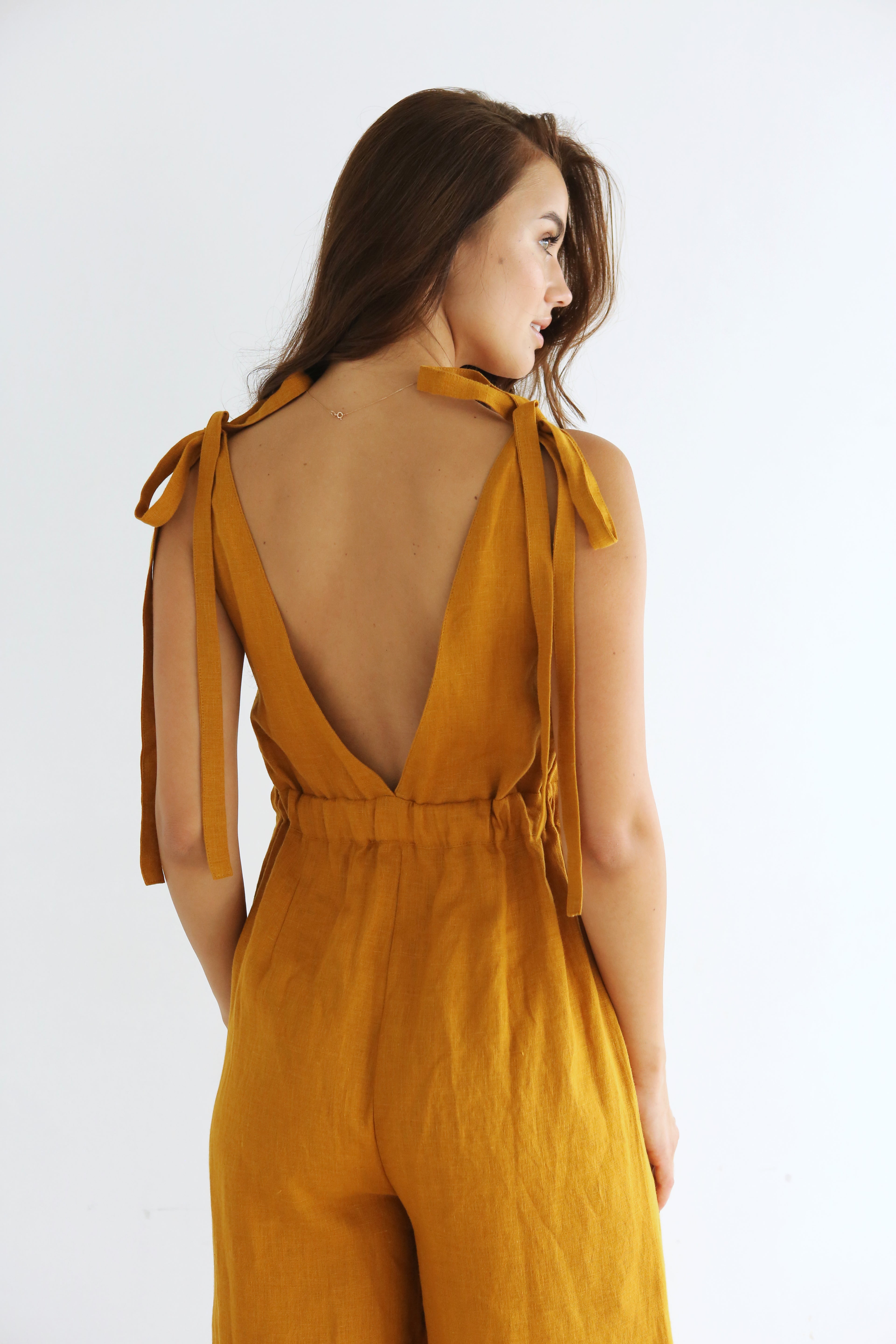 Summer Linen Jumpsuit Saffron