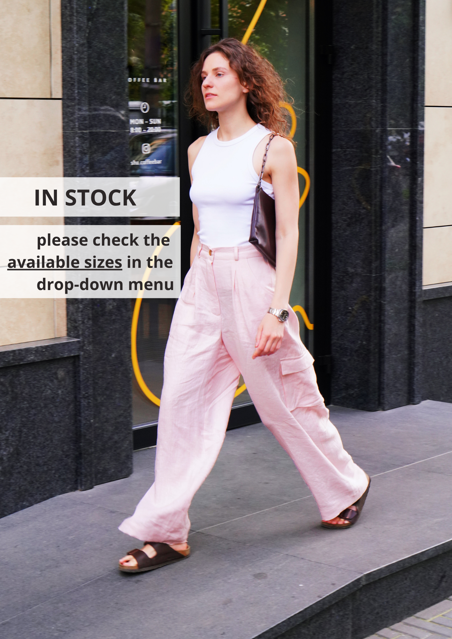 Wide Linen Cargo Pants ALBA - IN STOCK