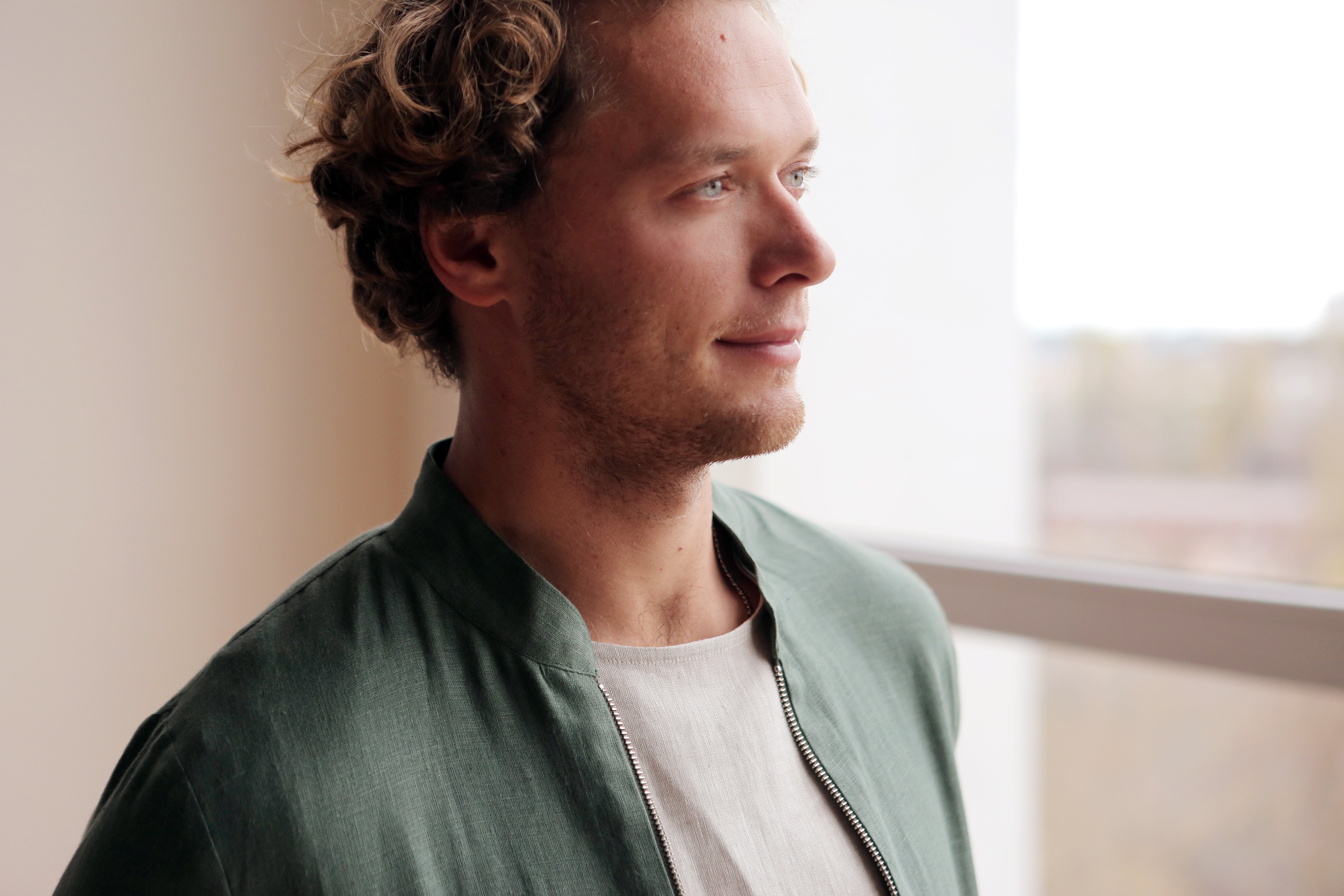 Men’s Linen Bomber MULBERRY in Green