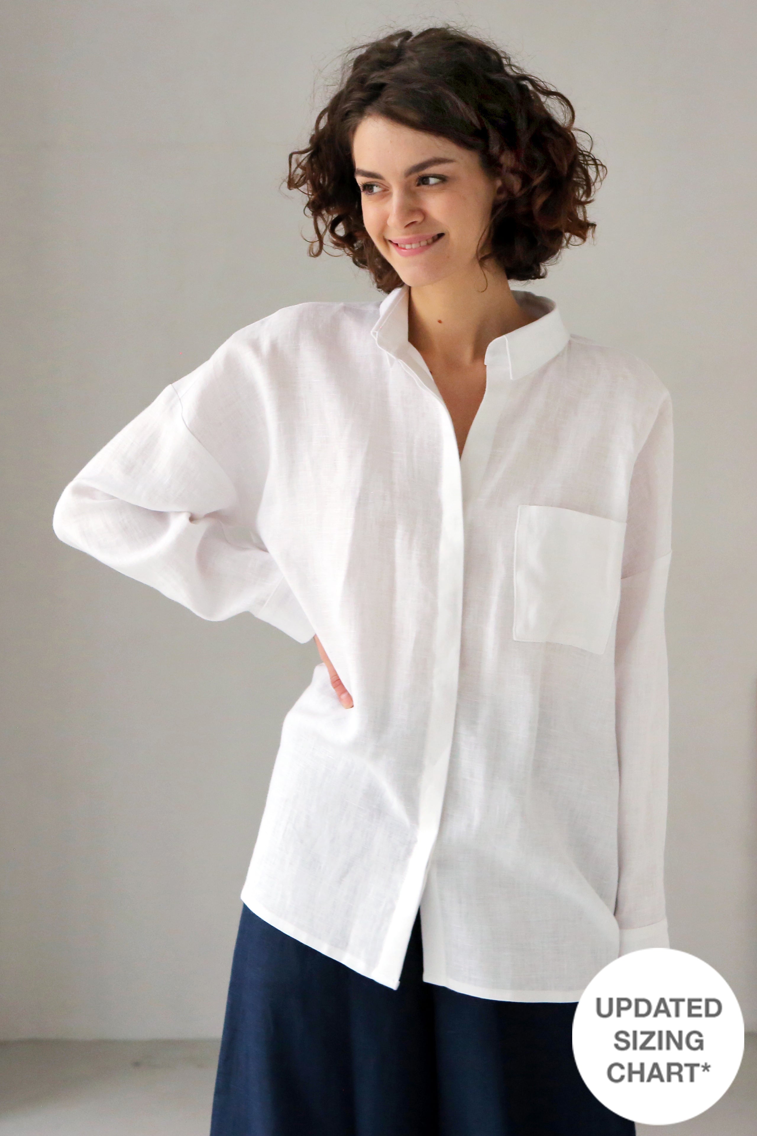 Oversized Linen Shirt AZOLLA in White