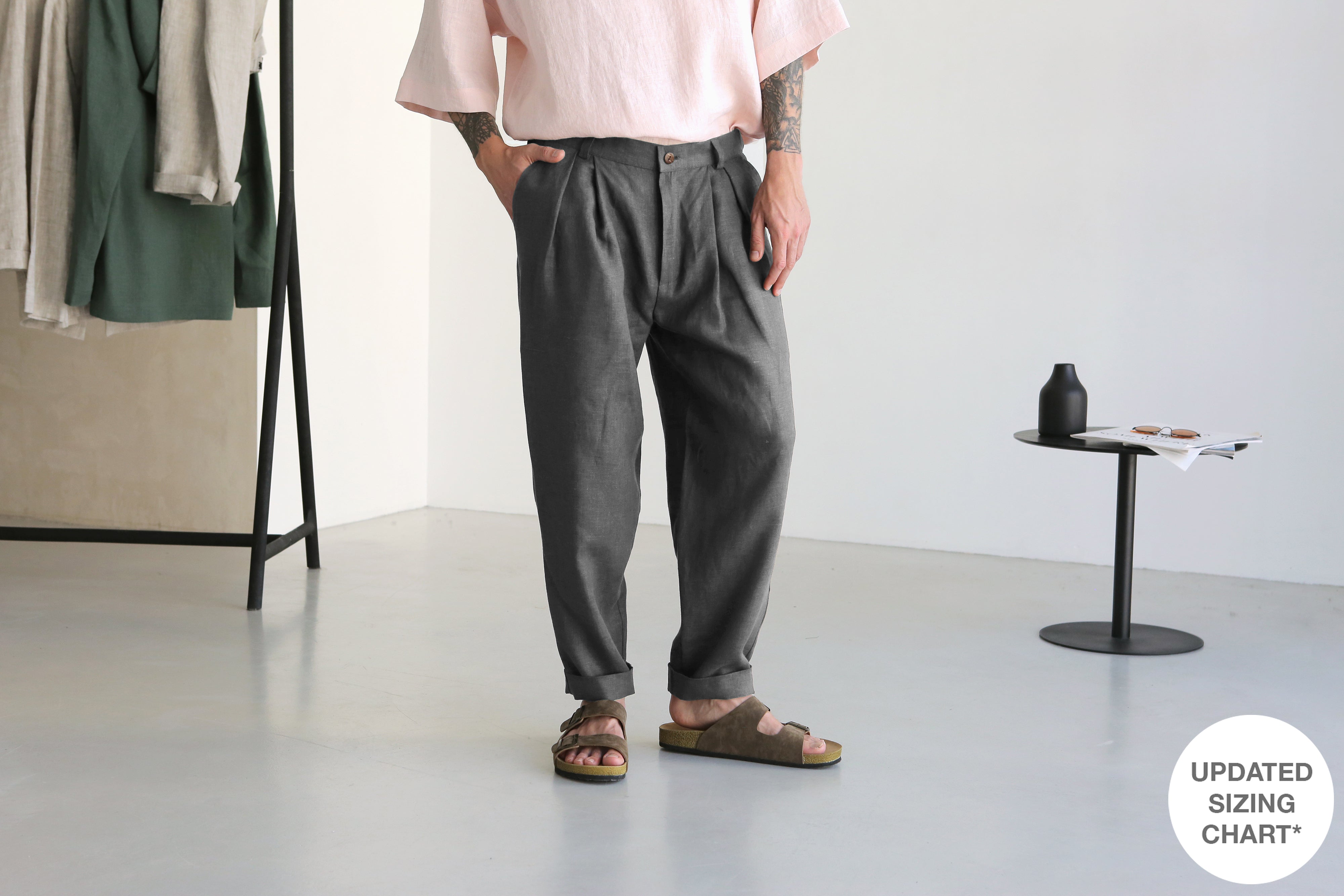 Loose Pleated Pants CEDAR in Dark grey