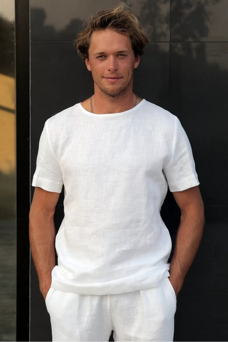Men's Linen T-Shirt LINDEN in White