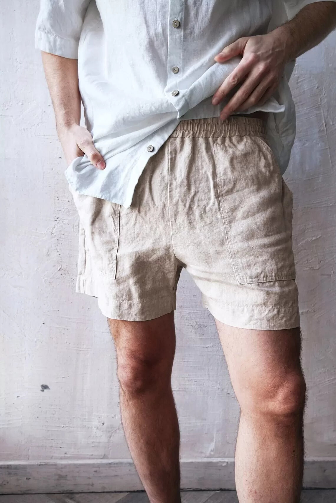 Men’s short linen shorts FERN in Beige