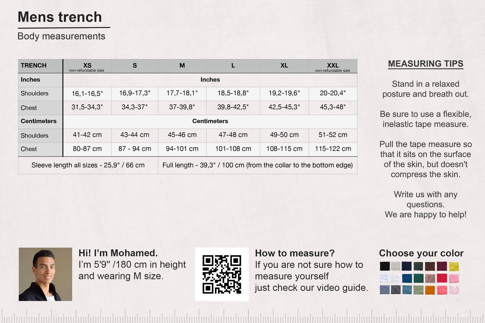 Men’s Linen Trench ALMOND in Red