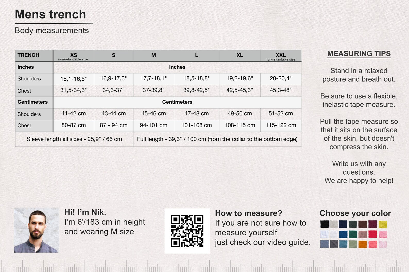 Men’s Linen Trench ALMOND in Saffron