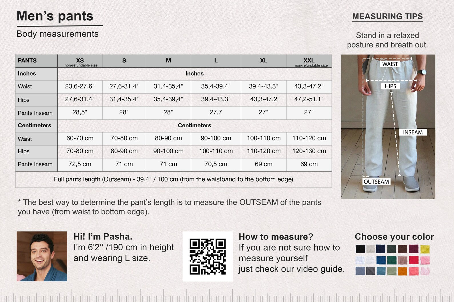 Men’s baggy linen pants HAZEL - IN STOCK