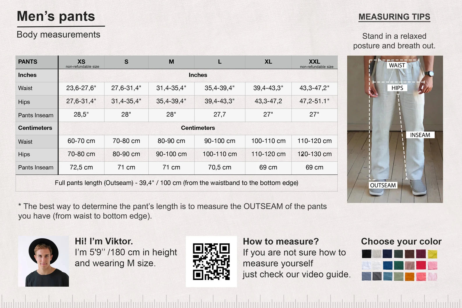 Men’s baggy linen pants HAWTHORN in Dark blue