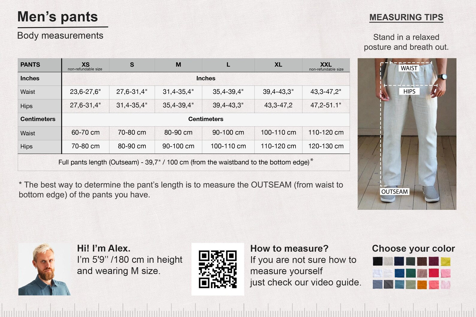 Men’s linen cargo pants SUMAC in Latte