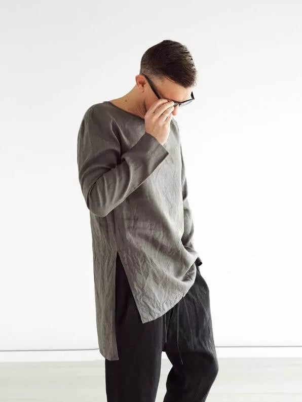 Men’s Linen Tunic Dark grey