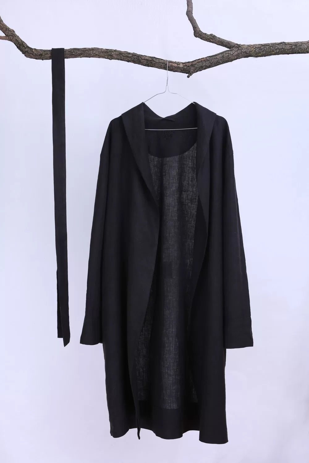 Men’s linen robe JUNIPER in Black