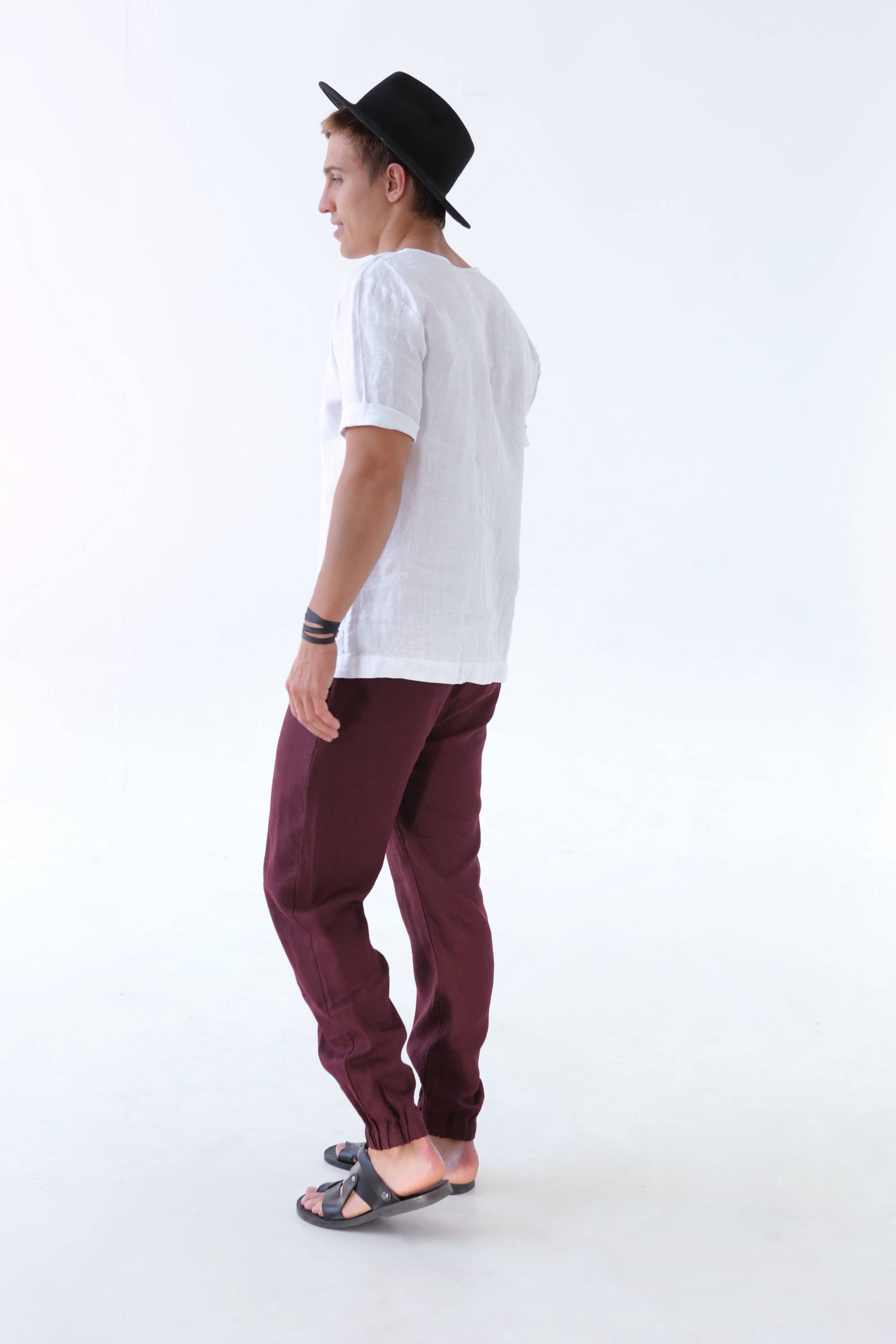 Men’s linen pants MOUNTAIN ASH in Burgundy