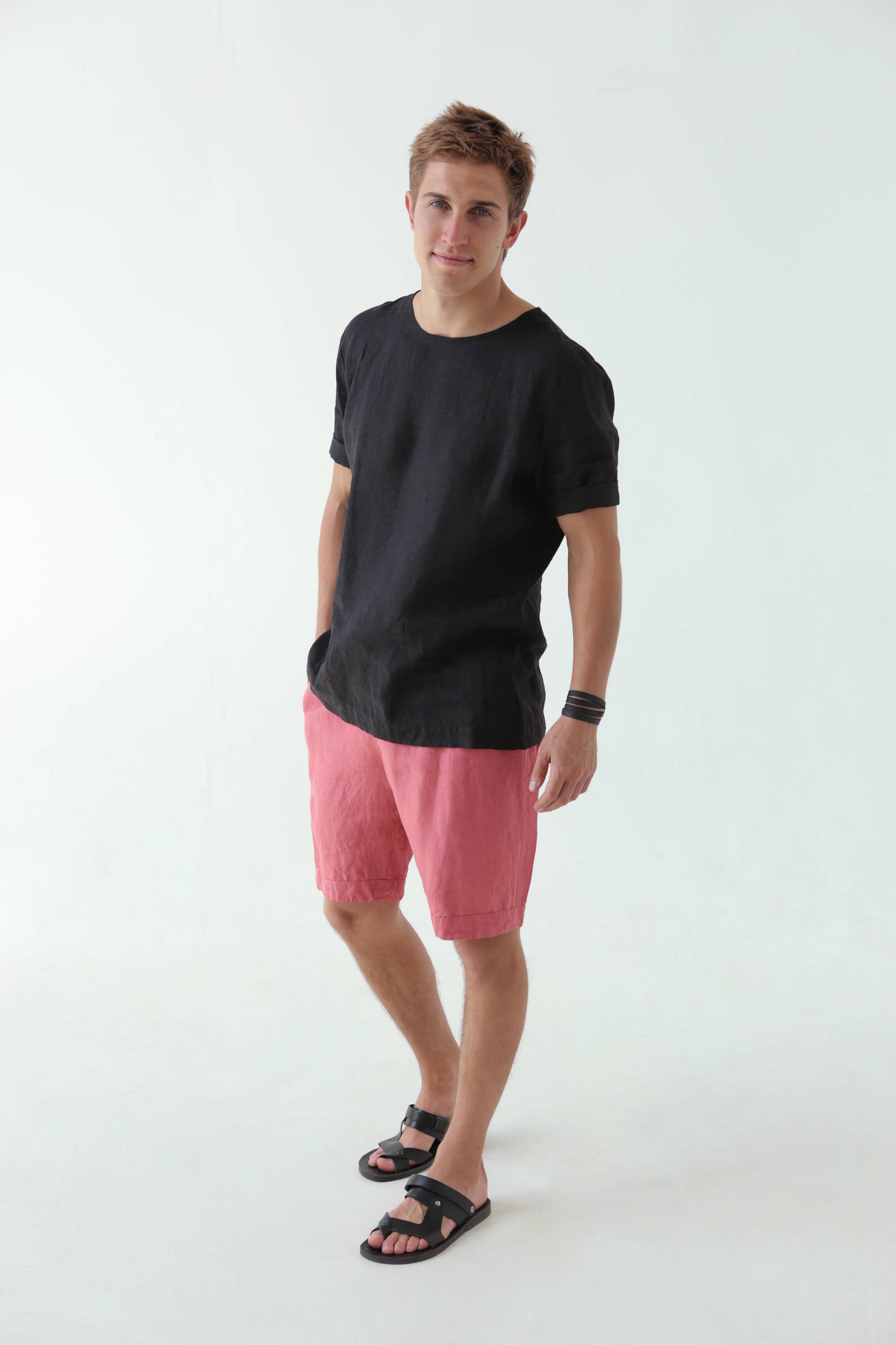 Men’s linen shorts ASH in Peach