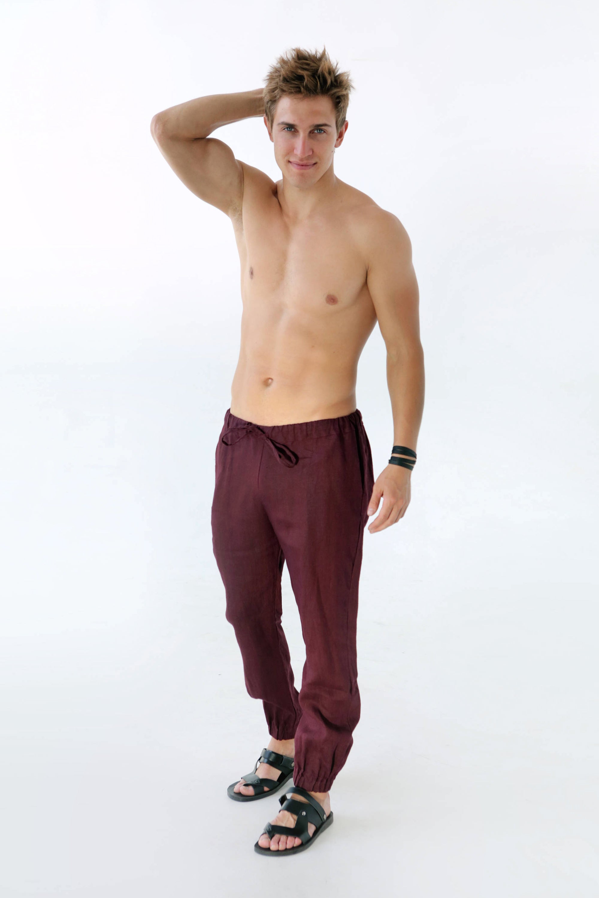Men’s linen pants MOUNTAIN ASH in Burgundy