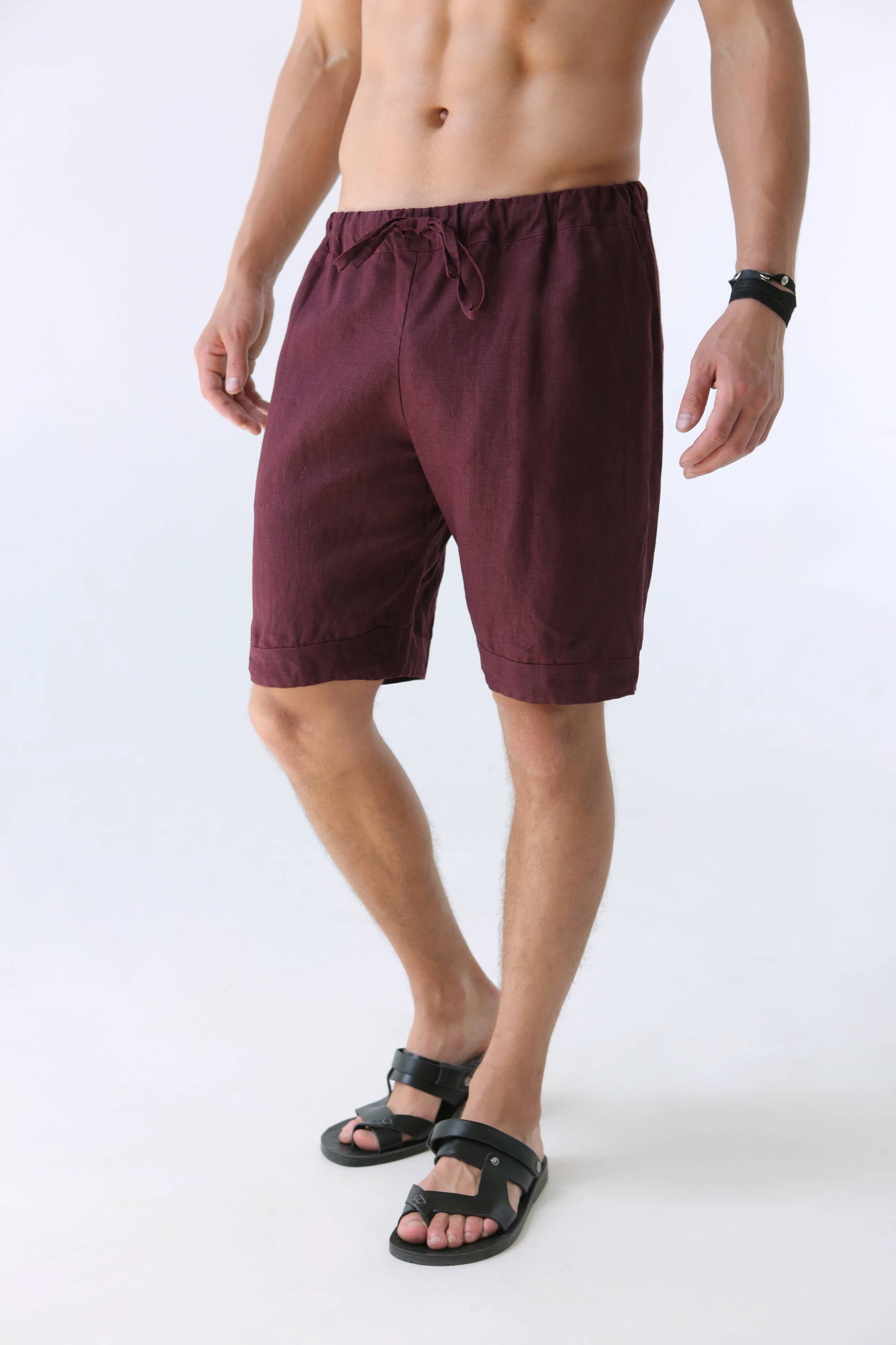 Men’s linen shorts ASH in Burgundy